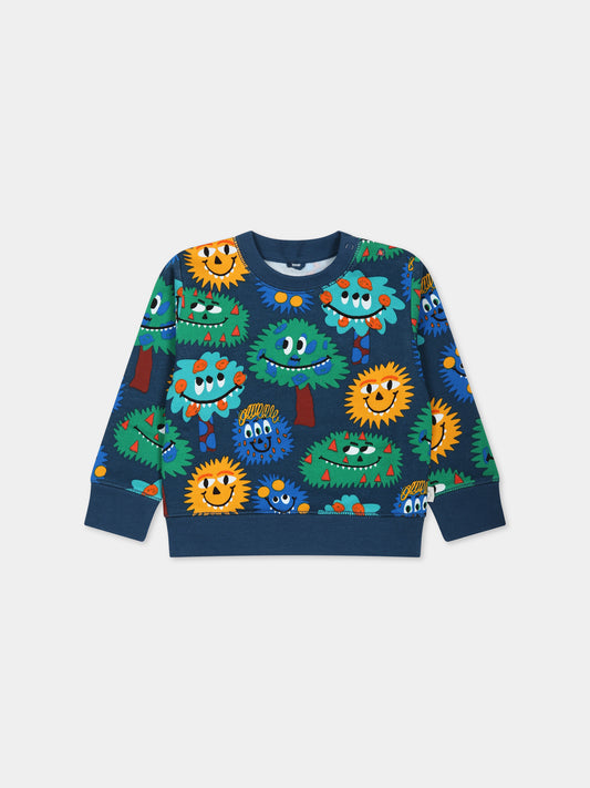 Felpa blu per neonato con stampa,Stella Mccartney Kids,TT4540 Z1393 625MC