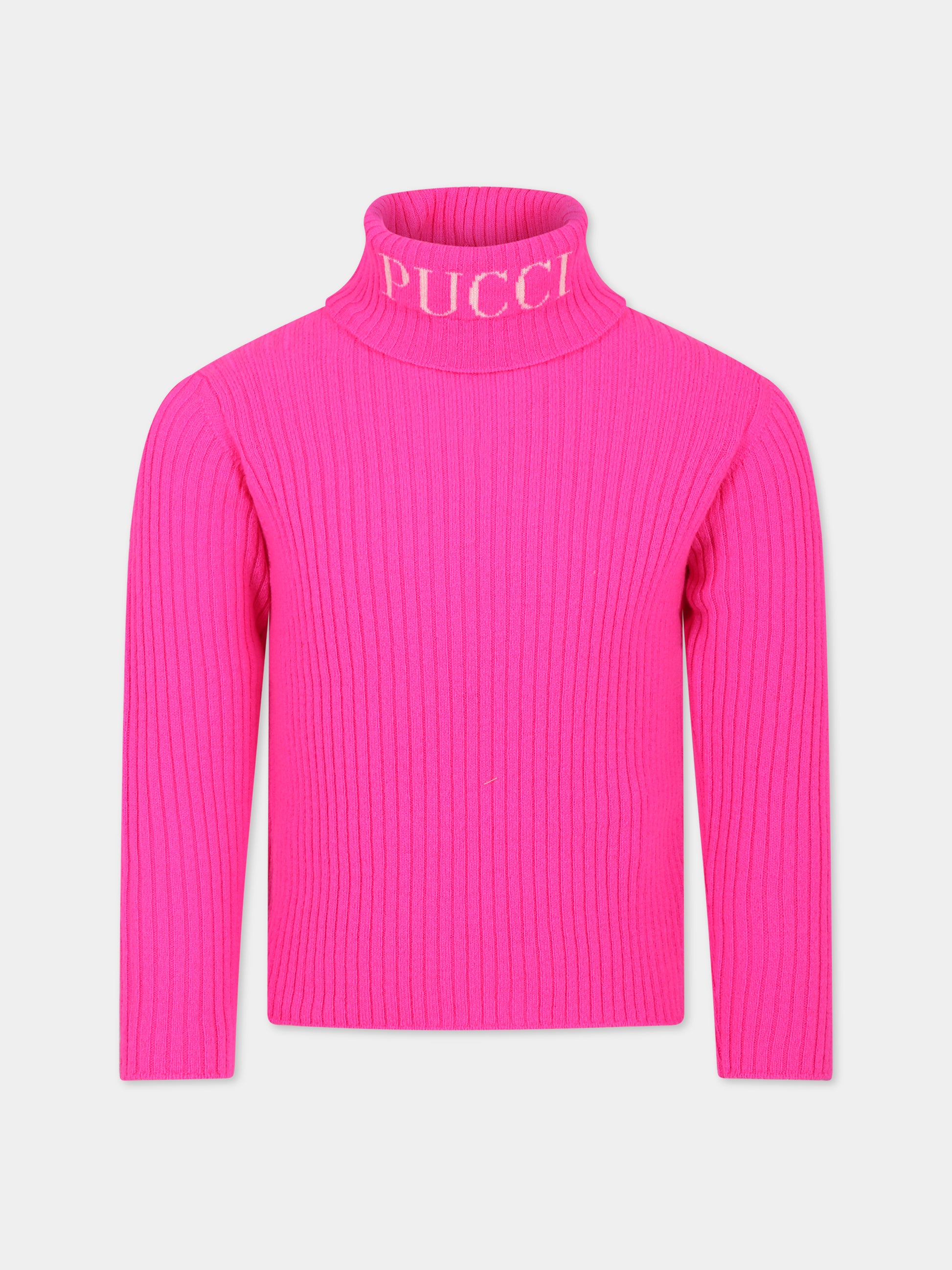 Dolcevita fucsia per bambina con logo,Emilio Pucci Junior,PT9A60 W0023 590