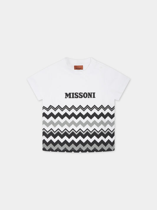 T-shirt bianca per neonati con logo,Missoni,MT8521 Z0082 100NE