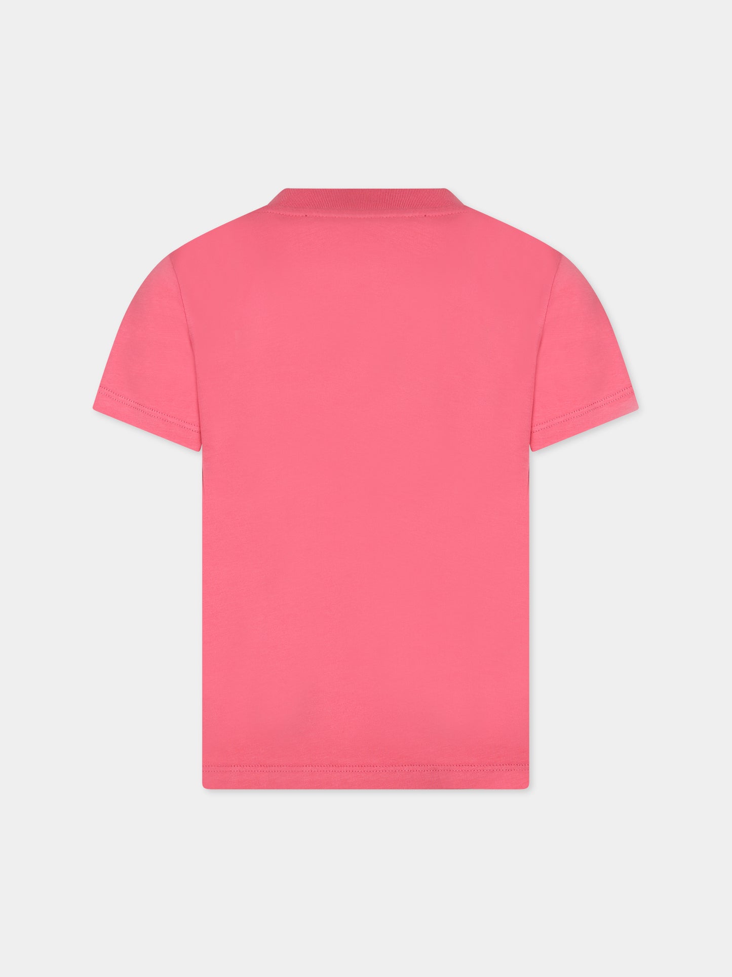 T-shirt fucsia per bambina con logo,Balmain Kids,BT8A81 Z0057 413