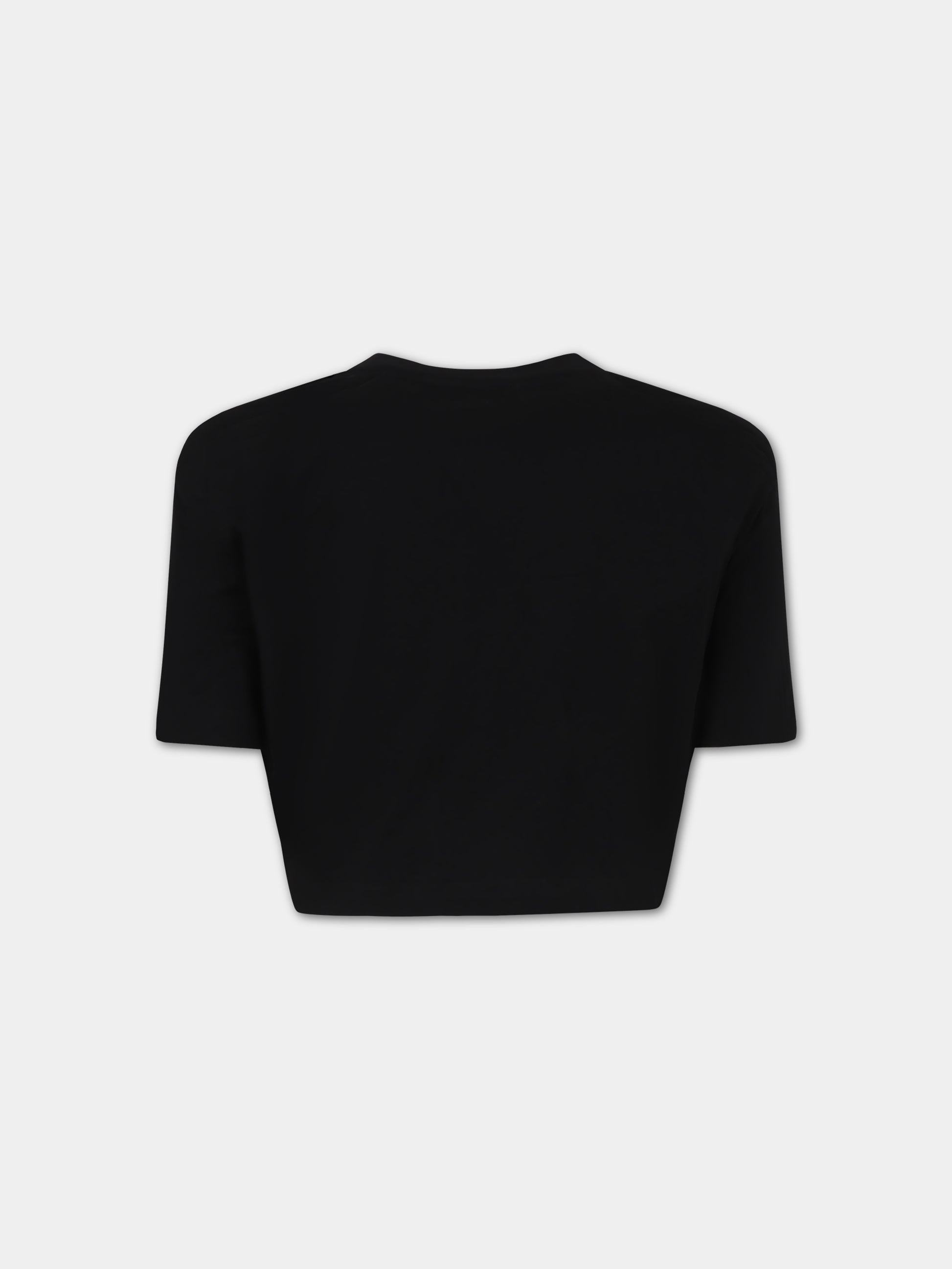 T-shirt nera per bambina con logo,Balmain Kids,BT8A71 Z0057 930