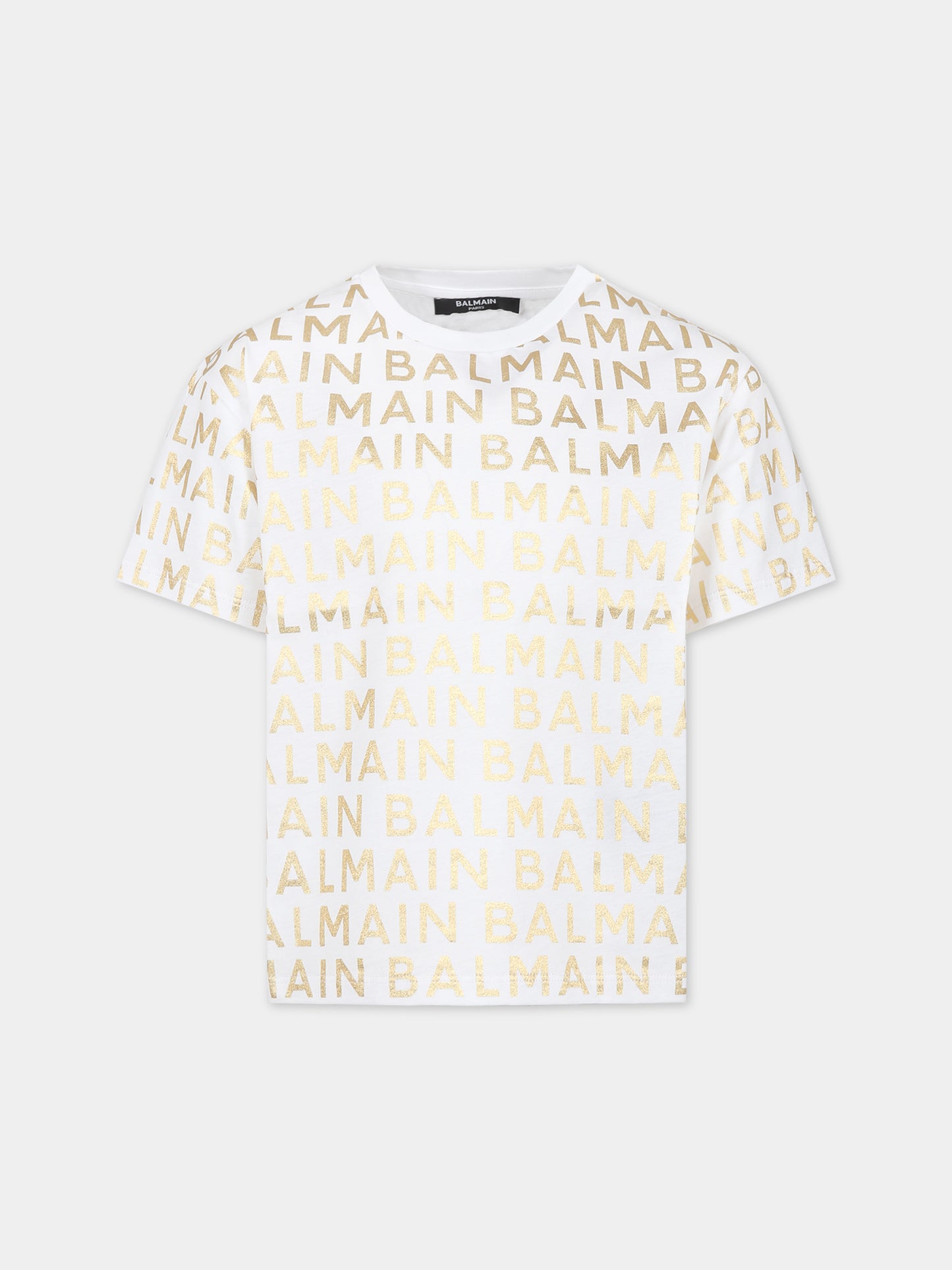 T-shirt bianca per bambina con logo,Balmain Kids,BT8Q21 Z1523 100OR