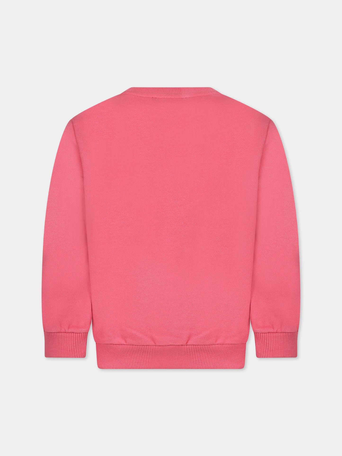 Felpa fucsia con iconico logo metallizzato per bambina,Balmain Kids,BT4A60 Z0001 413