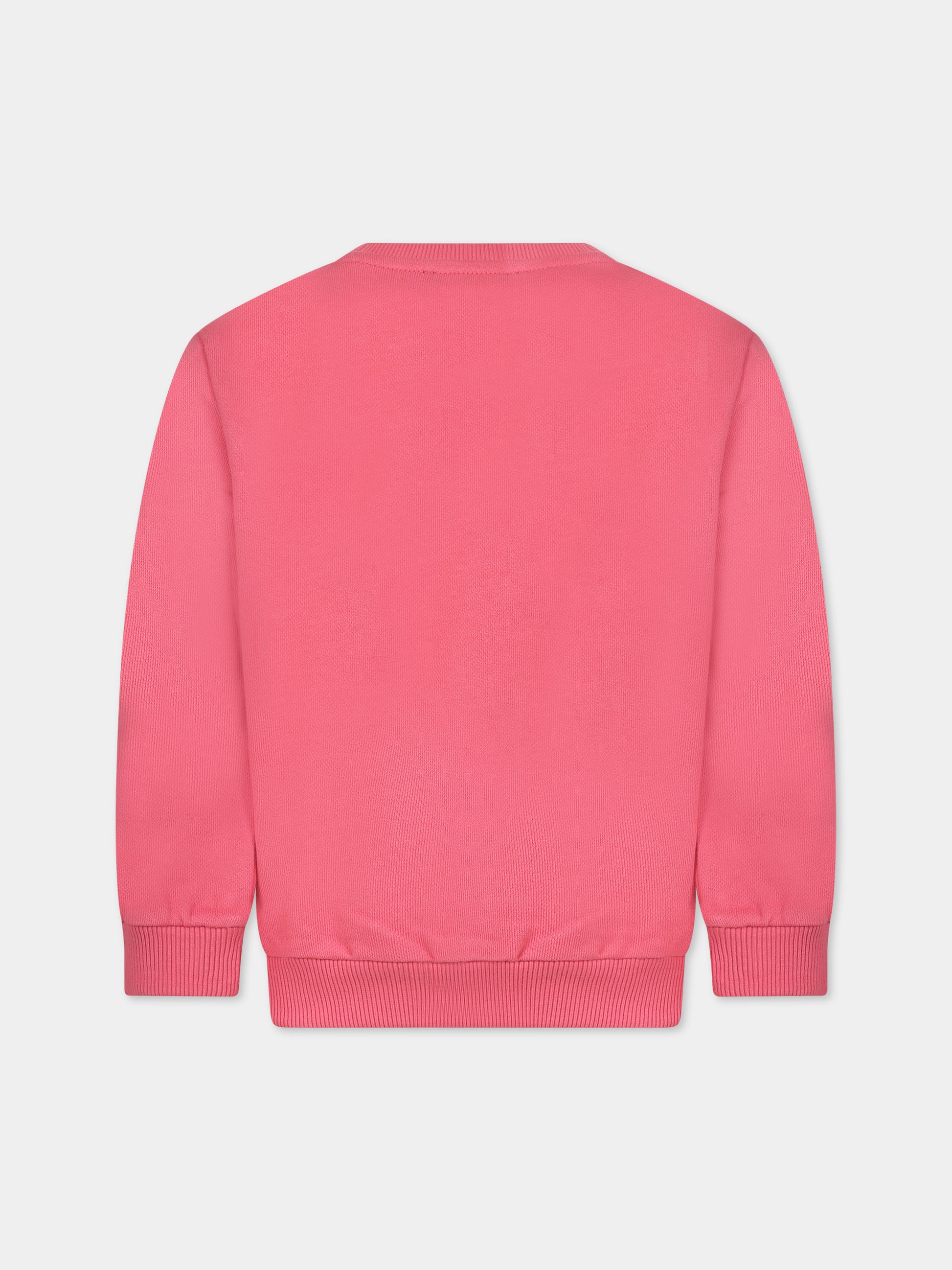 Felpa fucsia con iconico logo metallizzato per bambina,Balmain Kids,BT4A60 Z0001 413