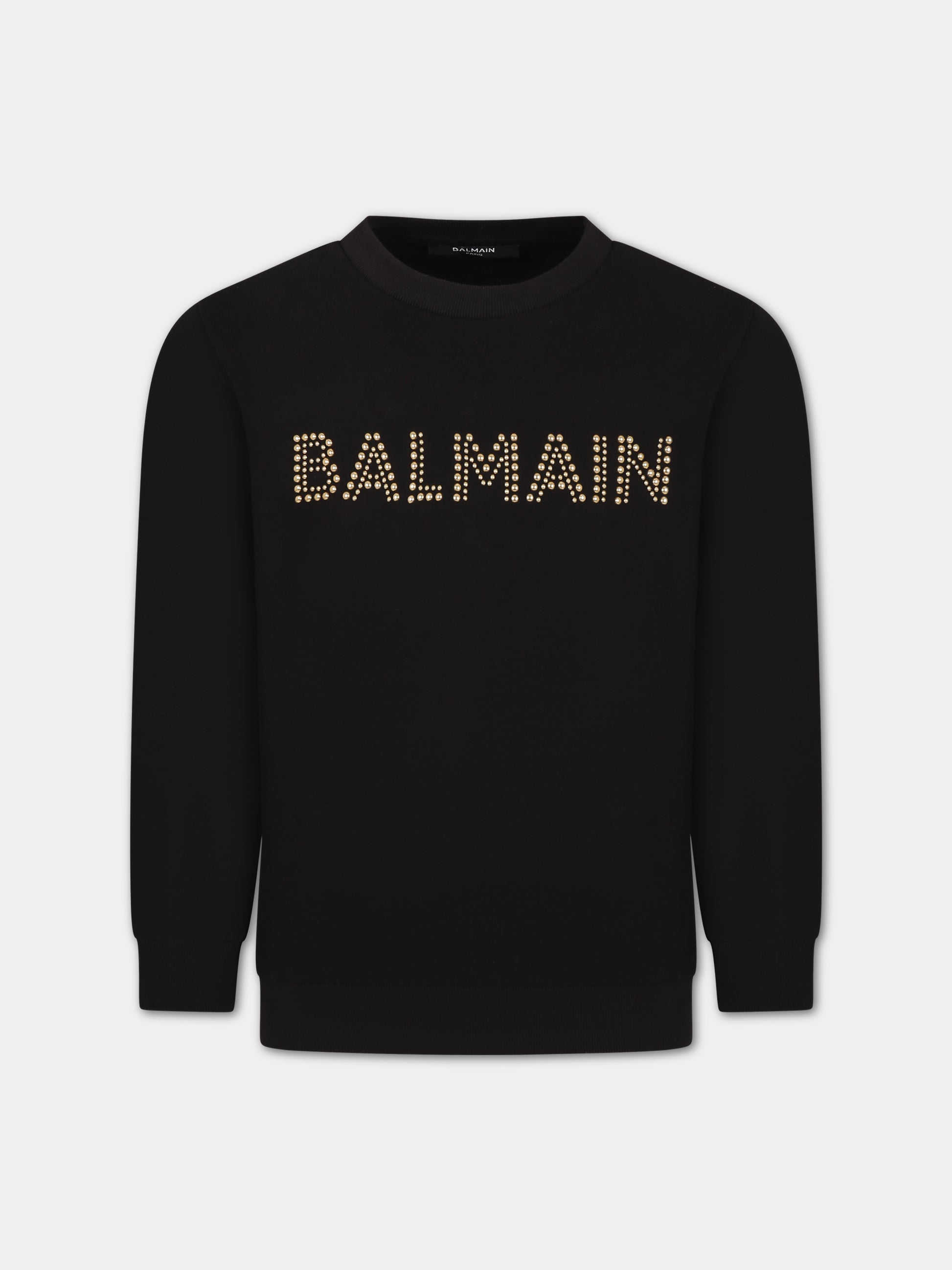 Felpa nera per bambina con logo,Balmain Kids,BT4Q10 F0061 930