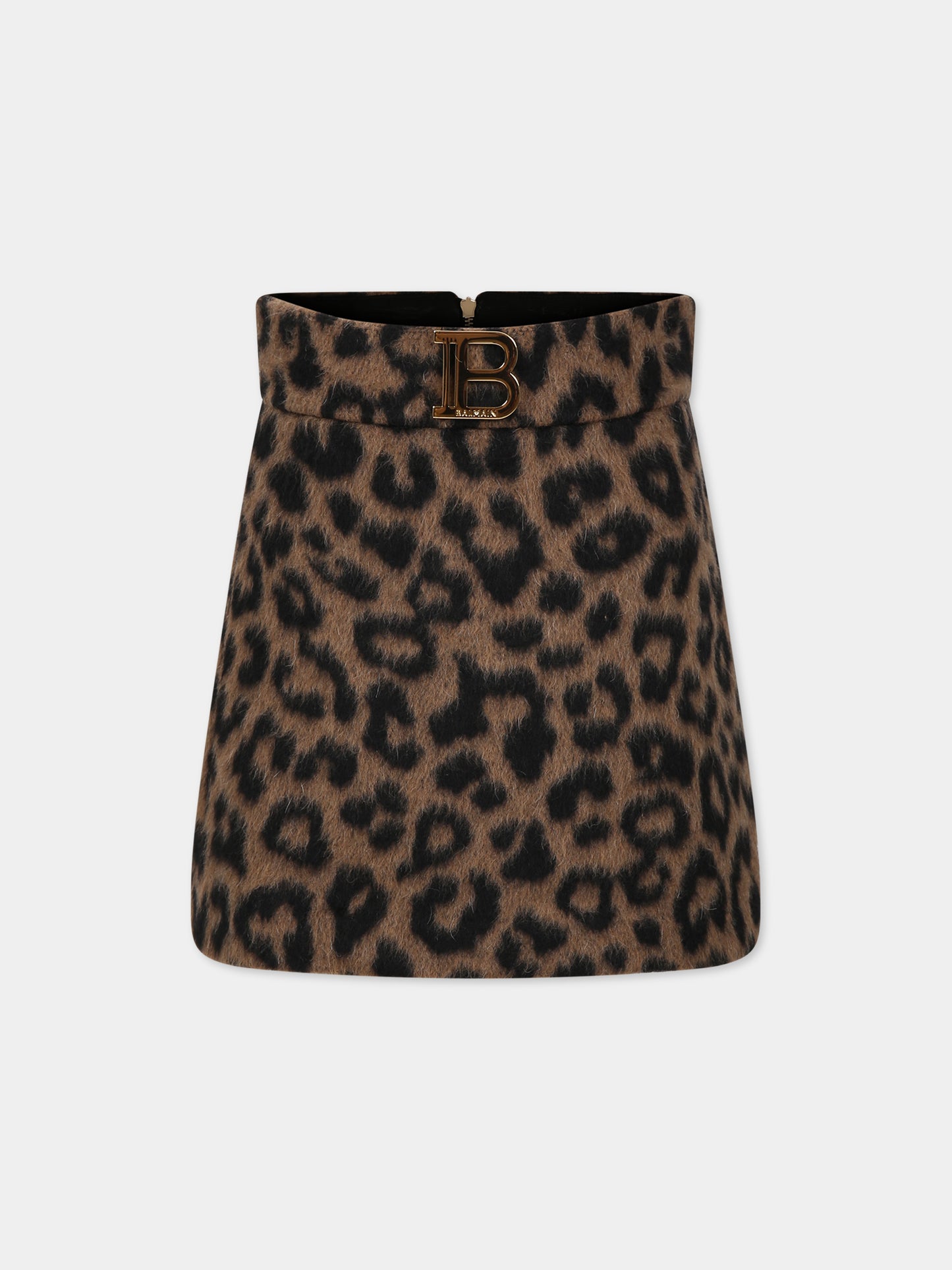 Gonna marrone per bambina con logo,Balmain Kids,BT7A51 E0121 315NE