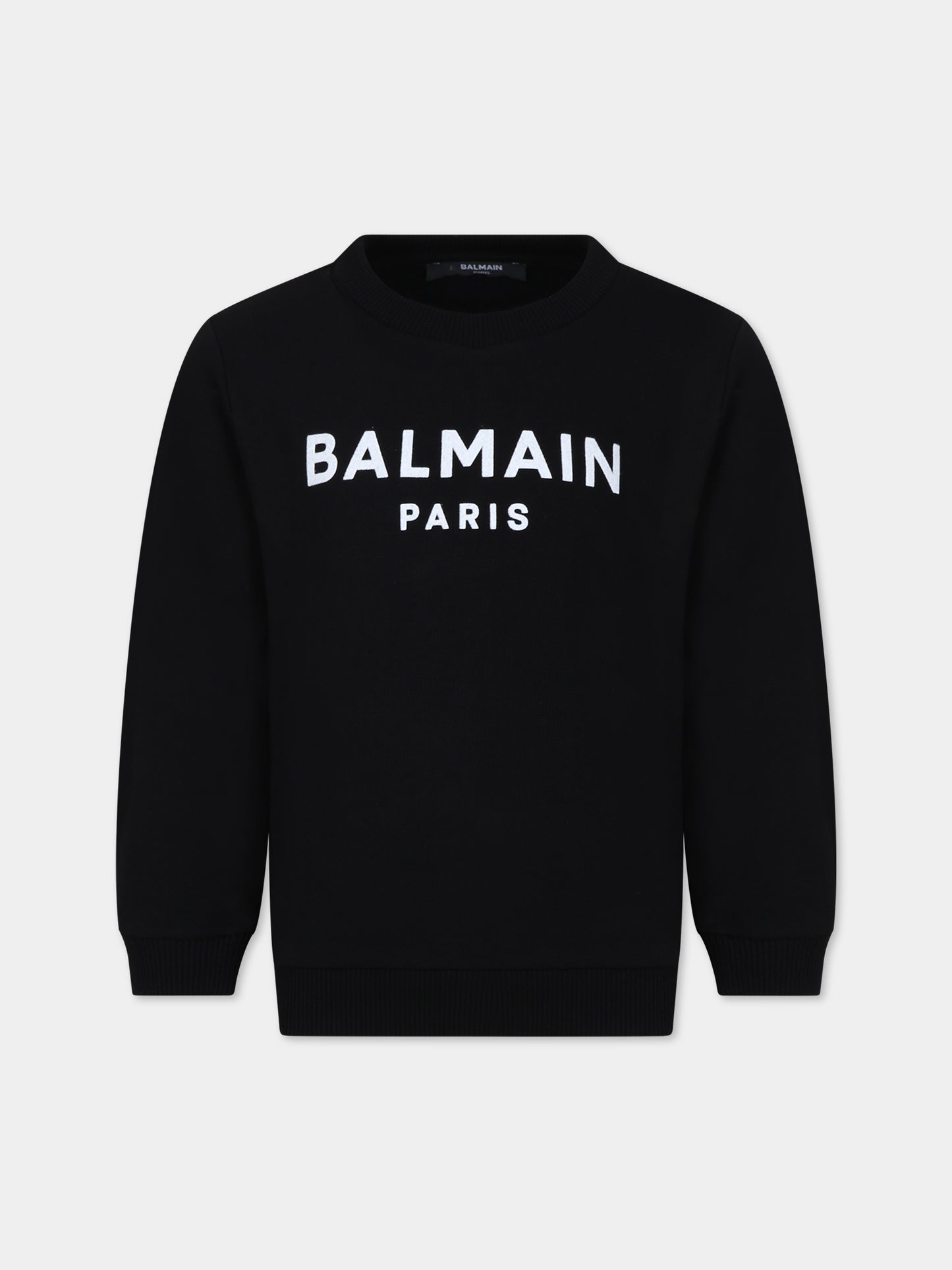 Felpa nera per bambini con logo,Balmain Kids,BT4Q80 Z0114 930BC