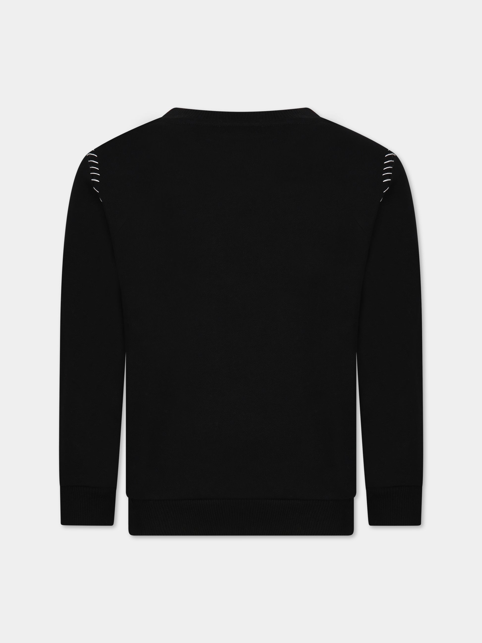 Felpa nera con iconico logo bianco per bambini,Balmain Kids,BT4P70 Z0081 930AV