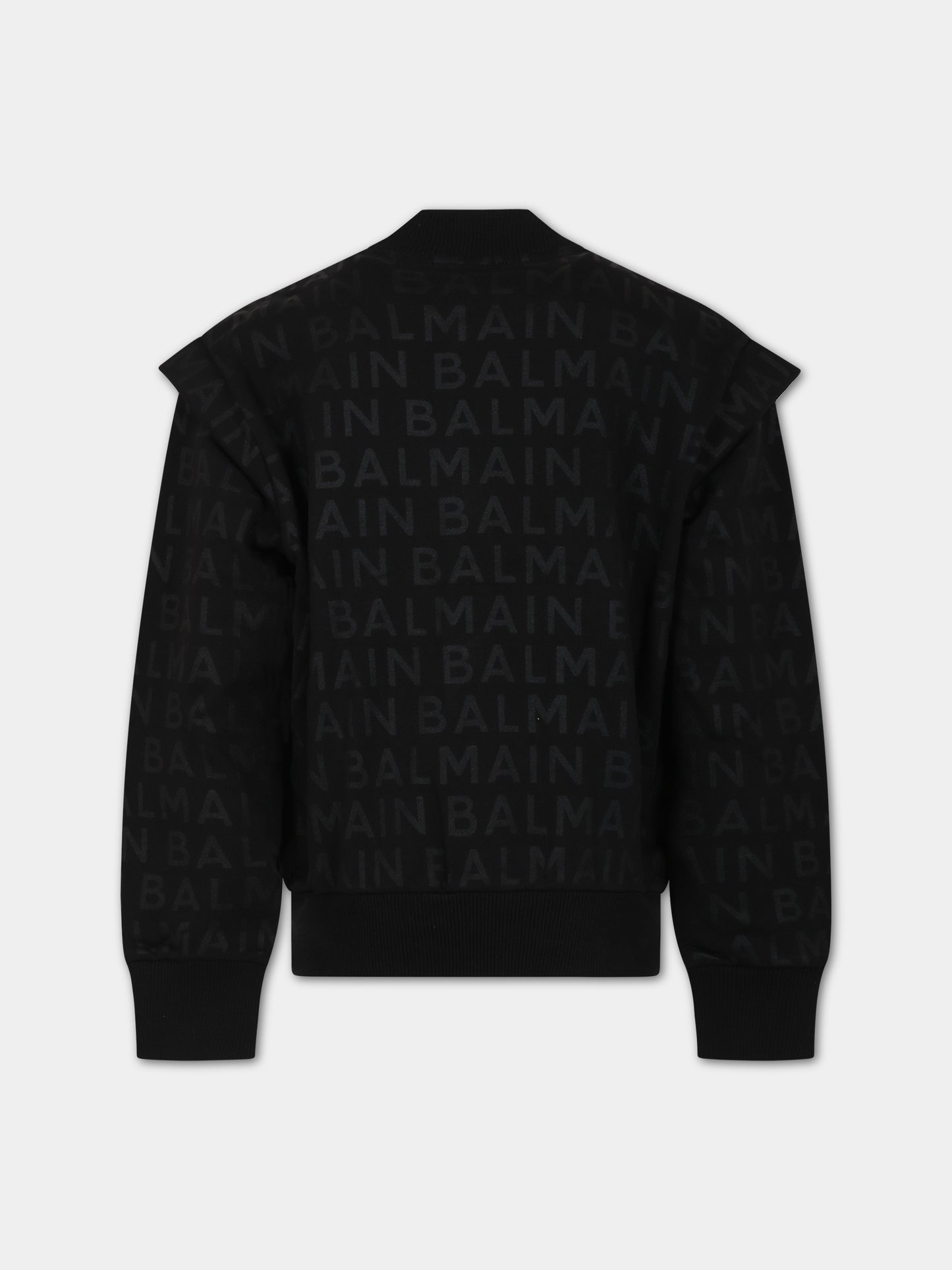 Bomber nero per bambini con logo,Balmain Kids,BT4Q00 Z1524 930NE