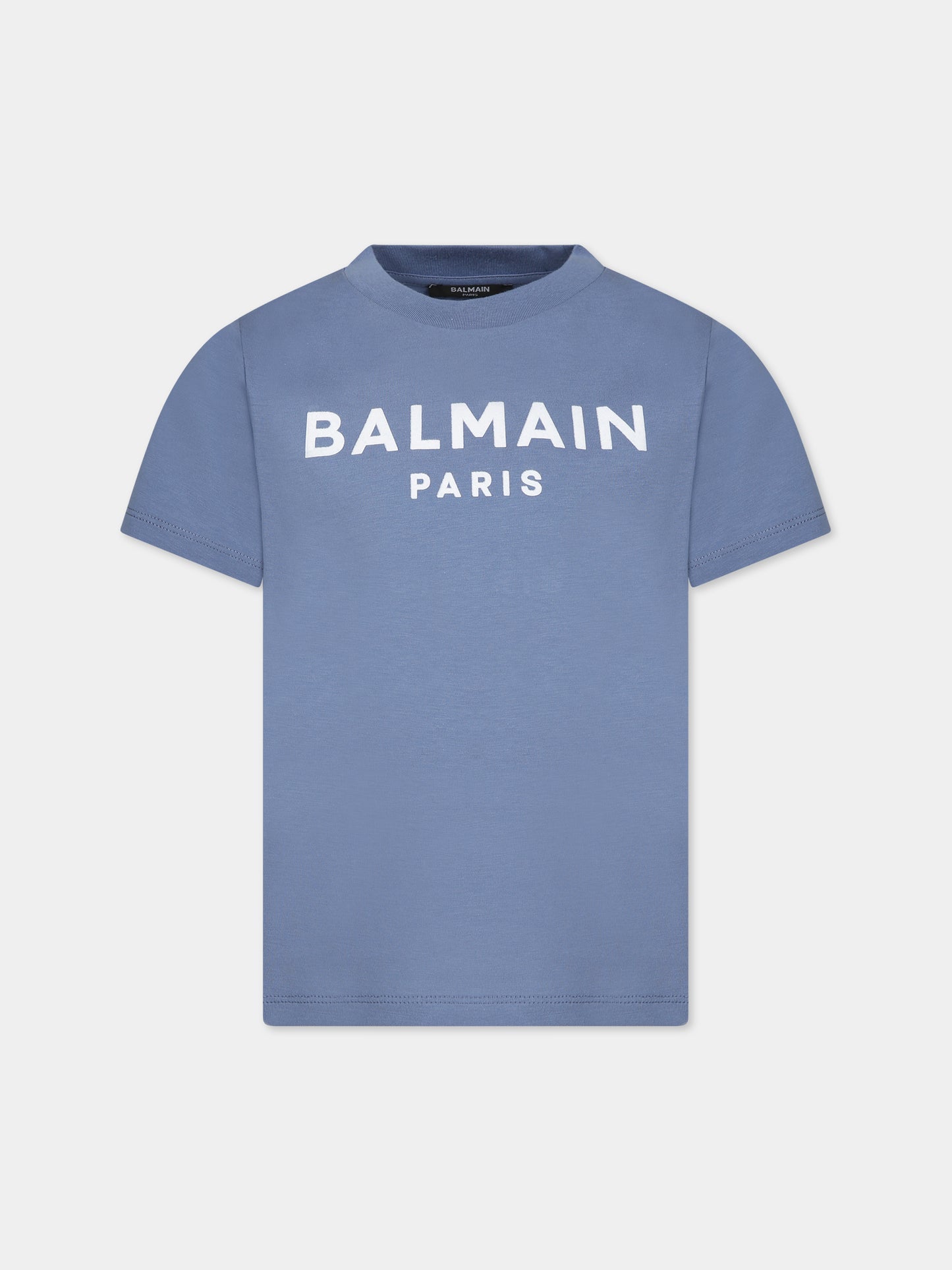 T-shirt blu per bambini con logo,Balmain Kids,BT8Q71 Z0116 668