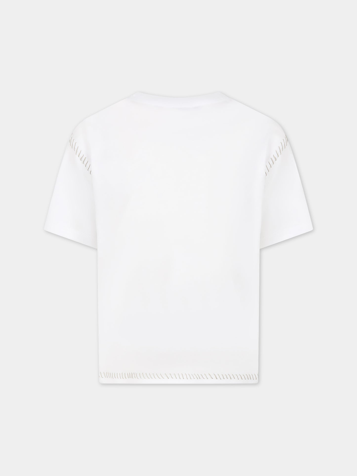 T-shirt bianca per bambini con logo,Balmain Kids,BT8Q11 Z0082 100