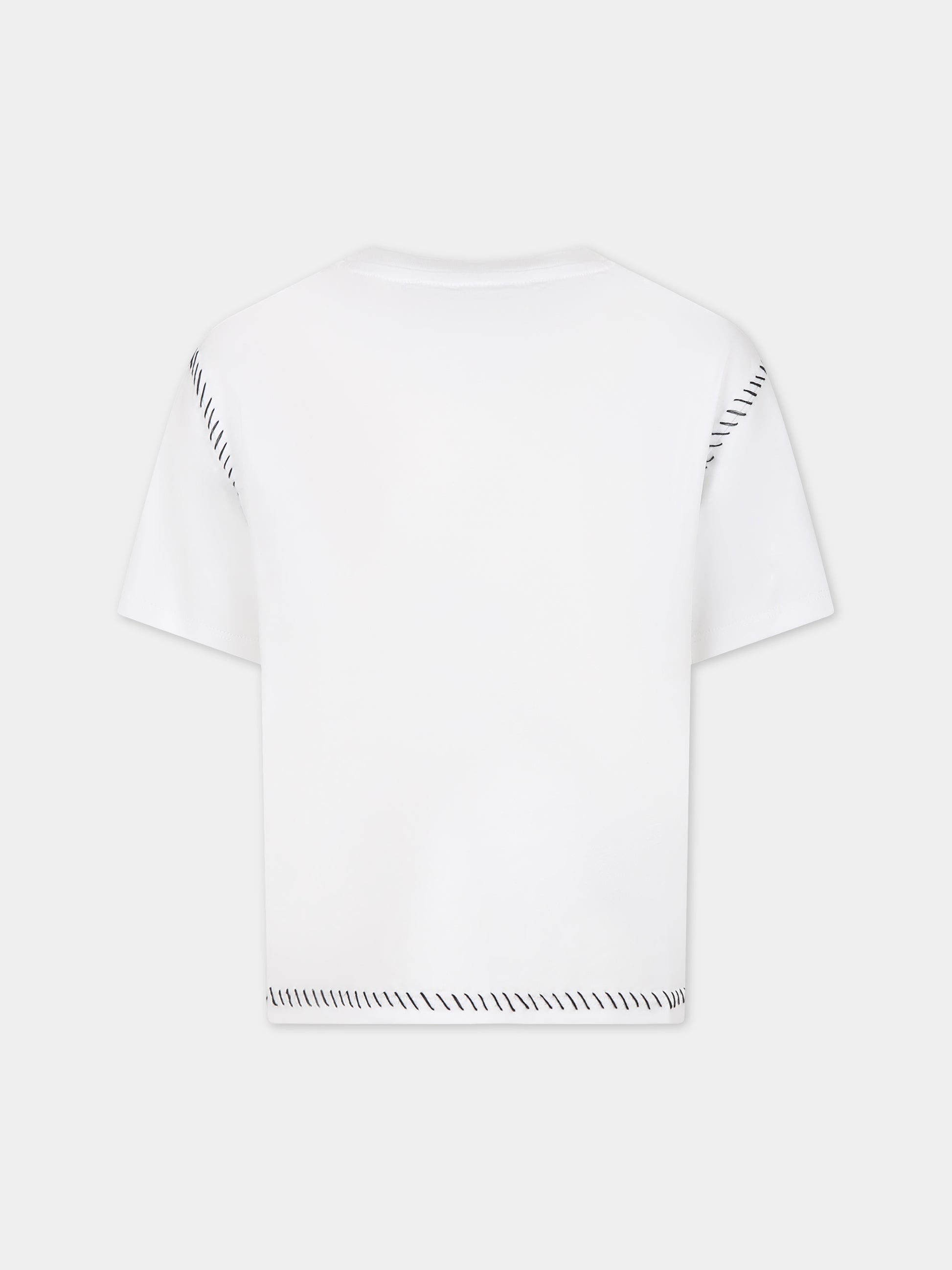 T-shirt bianca per bambini con logo,Balmain Kids,BT8Q11 Z0082 100NE