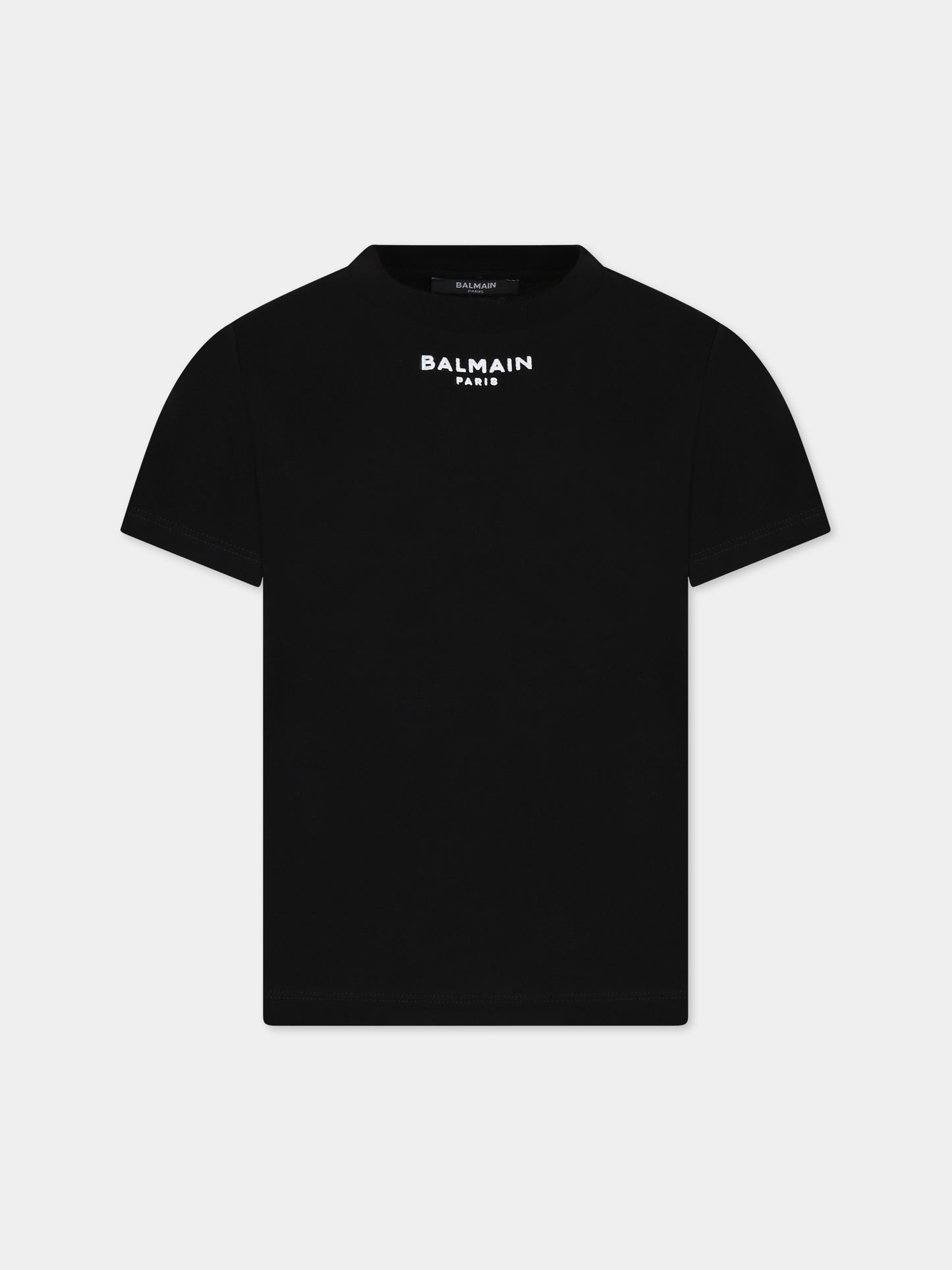 T-shirt nera per bambini con logo,Balmain Kids,BT8P11 Z0116 930BC