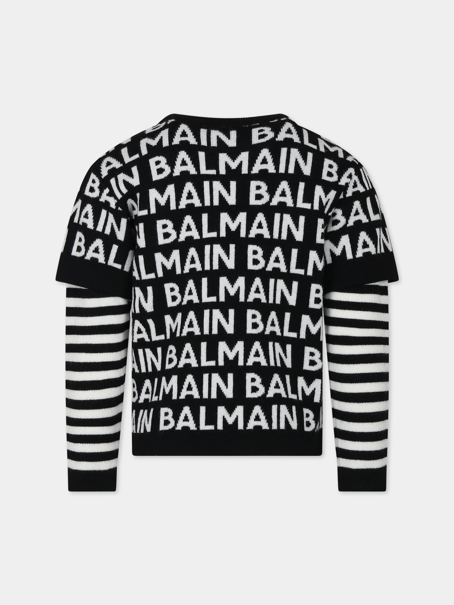 Maglione nero per bambini con logo,Balmain Kids,BT9P00 W0101 930AV