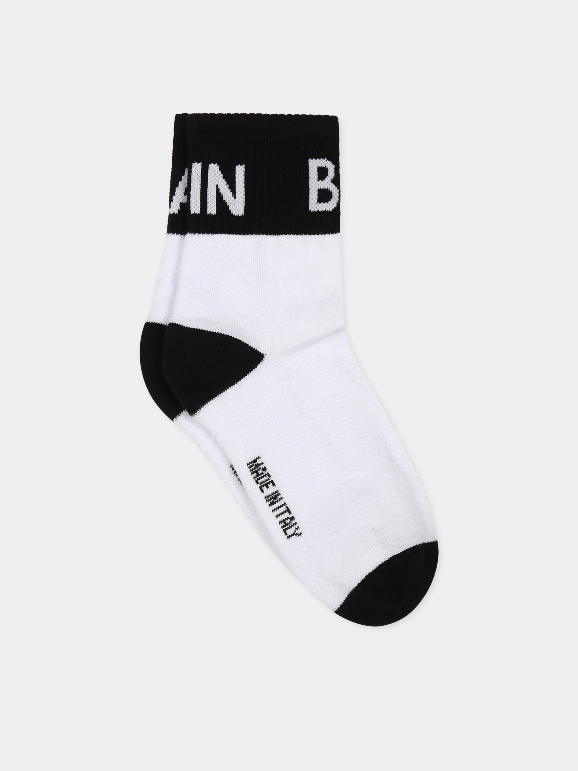 Calze bianche per bambini con logo,Balmain Kids,BT0Q10 Z0553 100NE