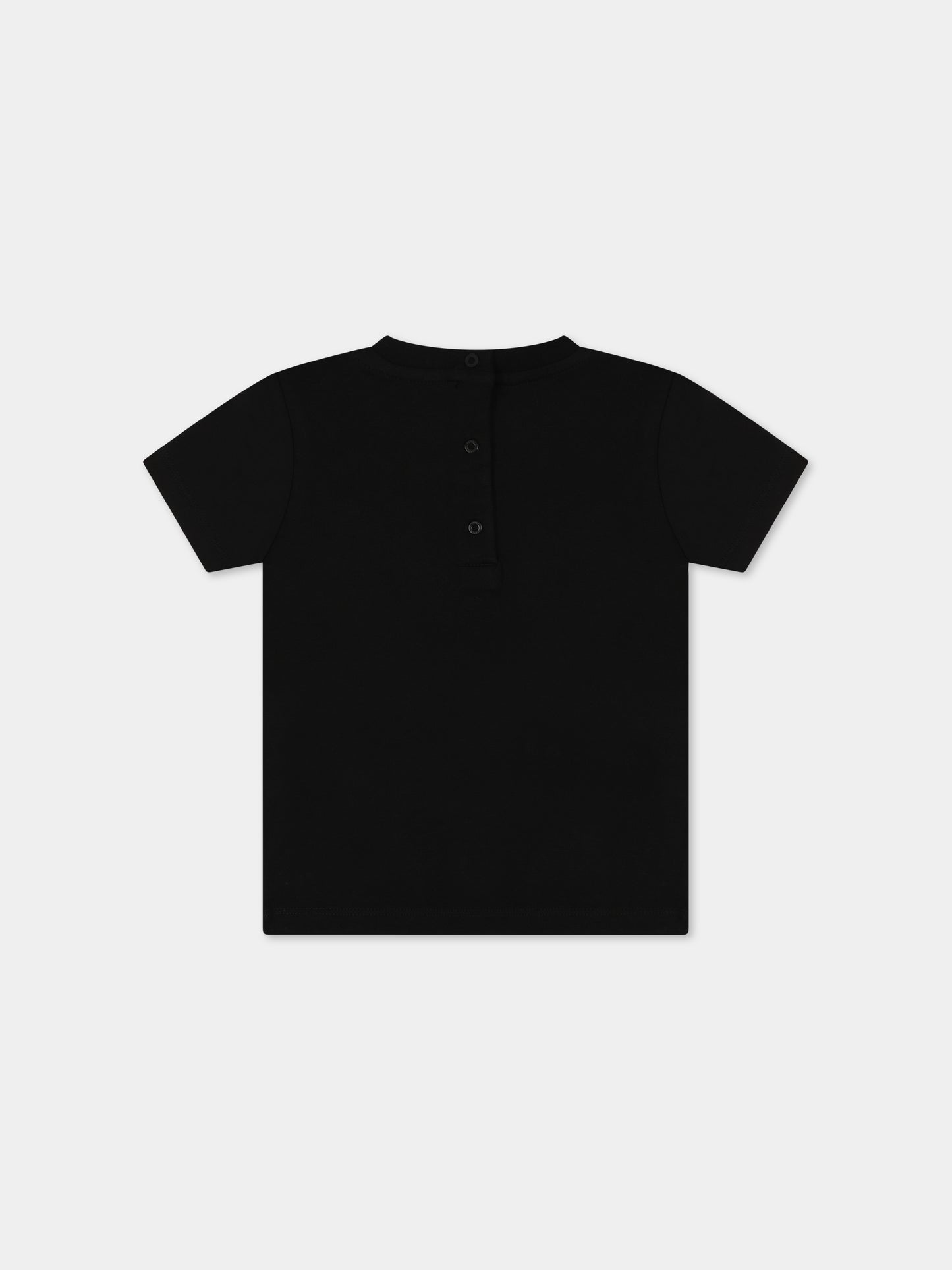 T-shirt nera per neonati con iconico logo bianco,Balmain Kids,BT8571 Z0116 930BC