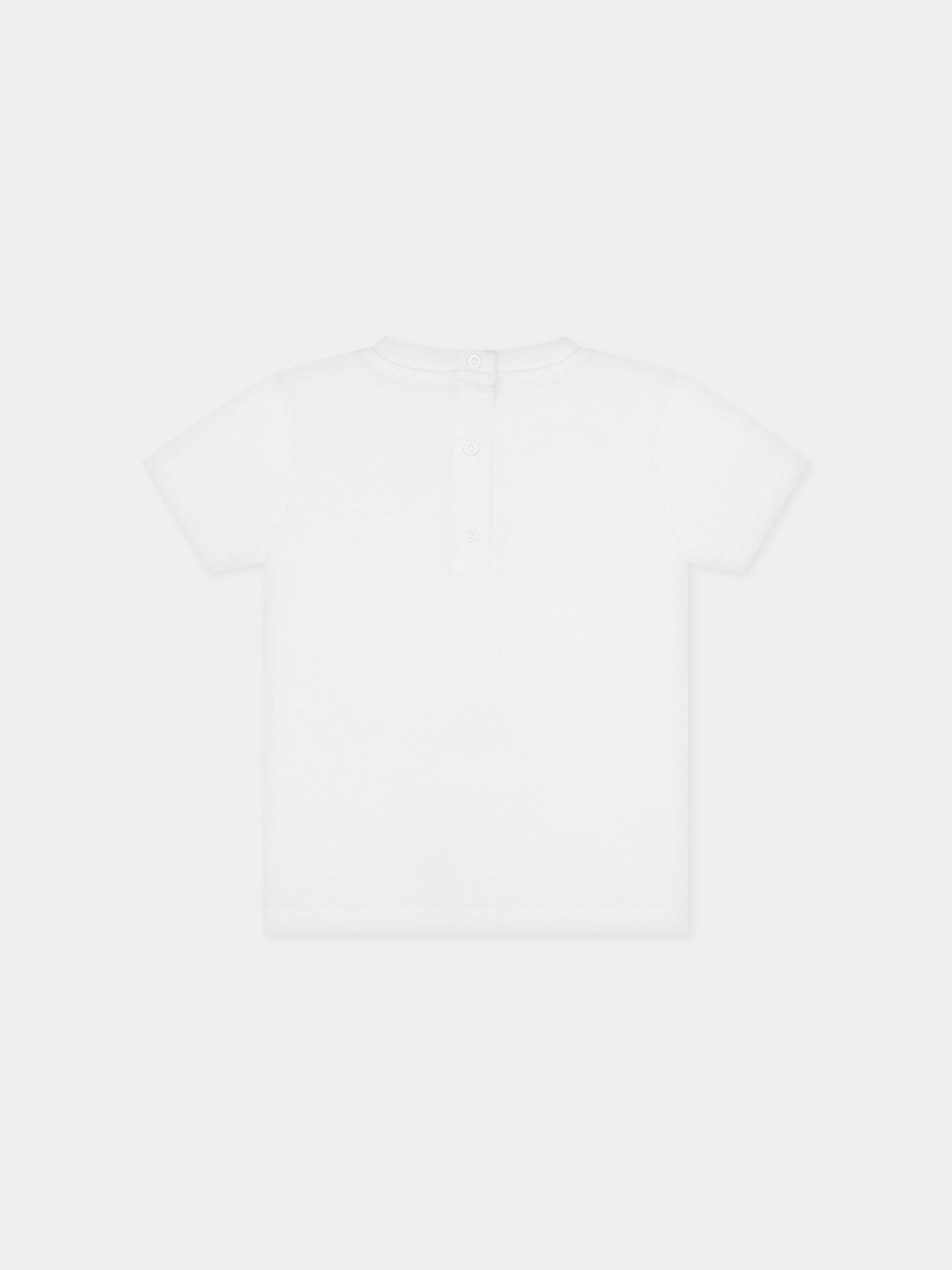 T-shirt bianca per neonati con iconico logo nero,Balmain Kids,BT8571 Z0116 100NE