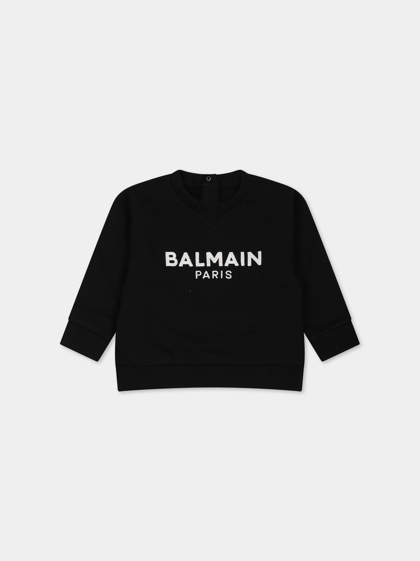 Felpa nera per neonati con iconico logo bianco,Balmain Kids,BT4520 Z0081 930AV