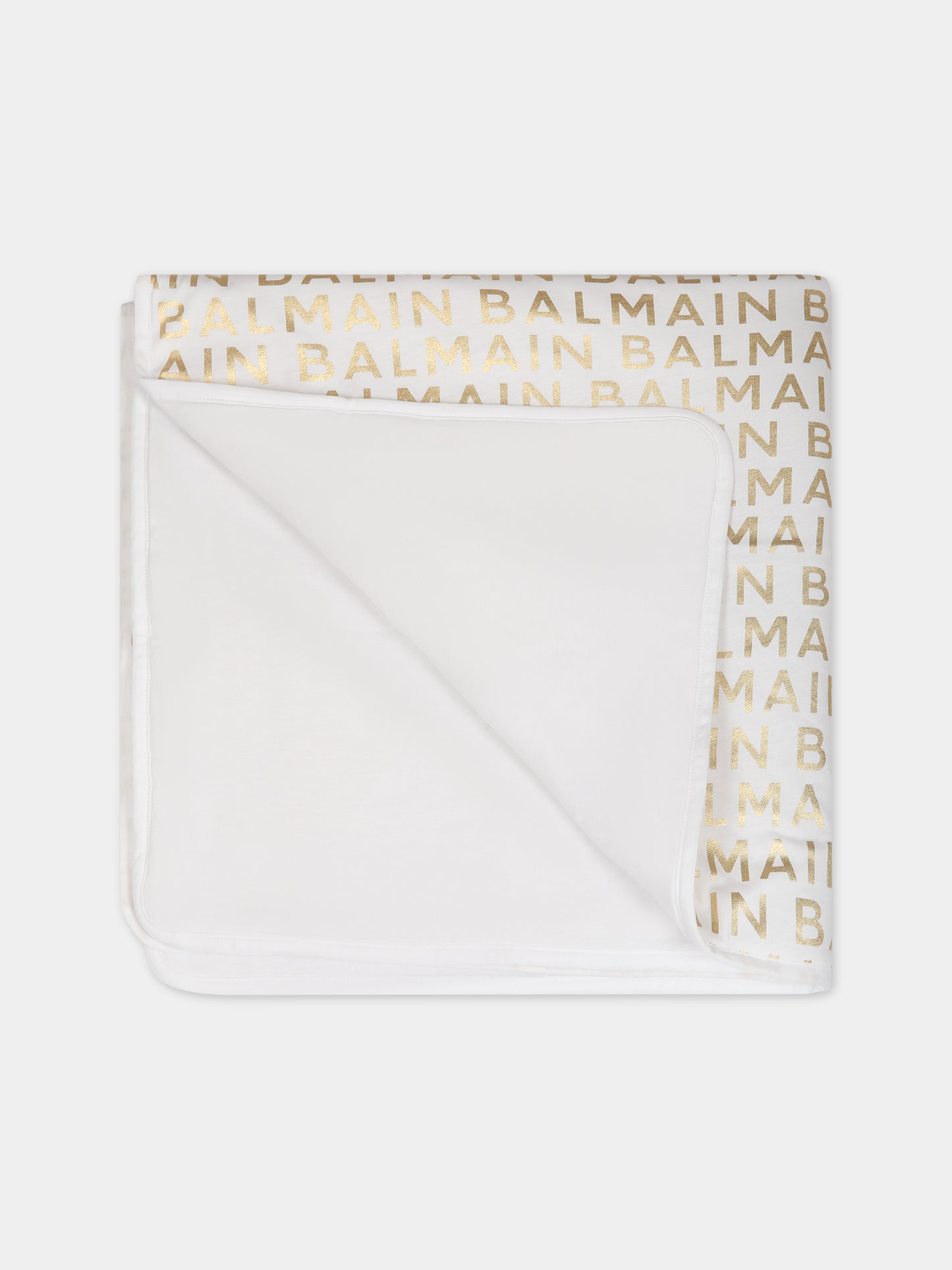 Coperta bianca per neonata con logo,Balmain Kids,BT0510 Z1523 100OR