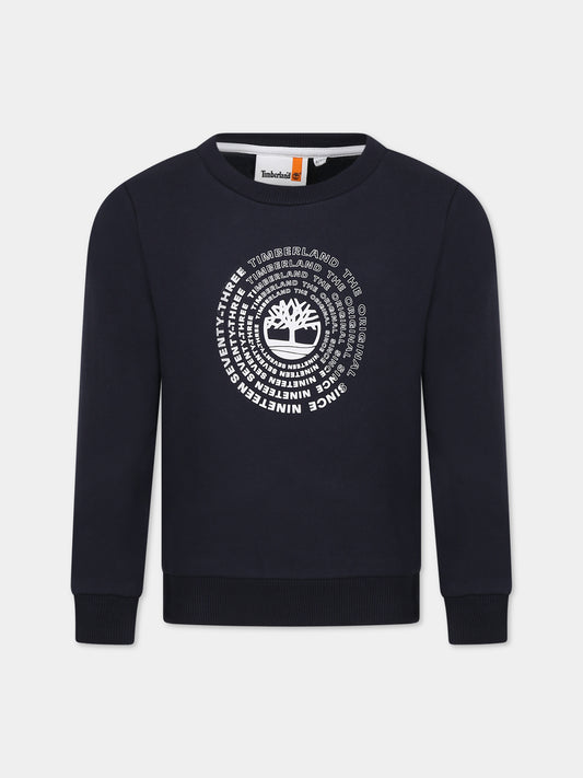 Felpa blu per bambino con logo,Timberland,T25U55 857