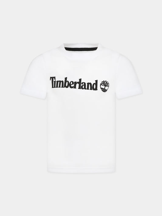 T-shirt bianca per bambino con logo,Timberland,T25U24 10P