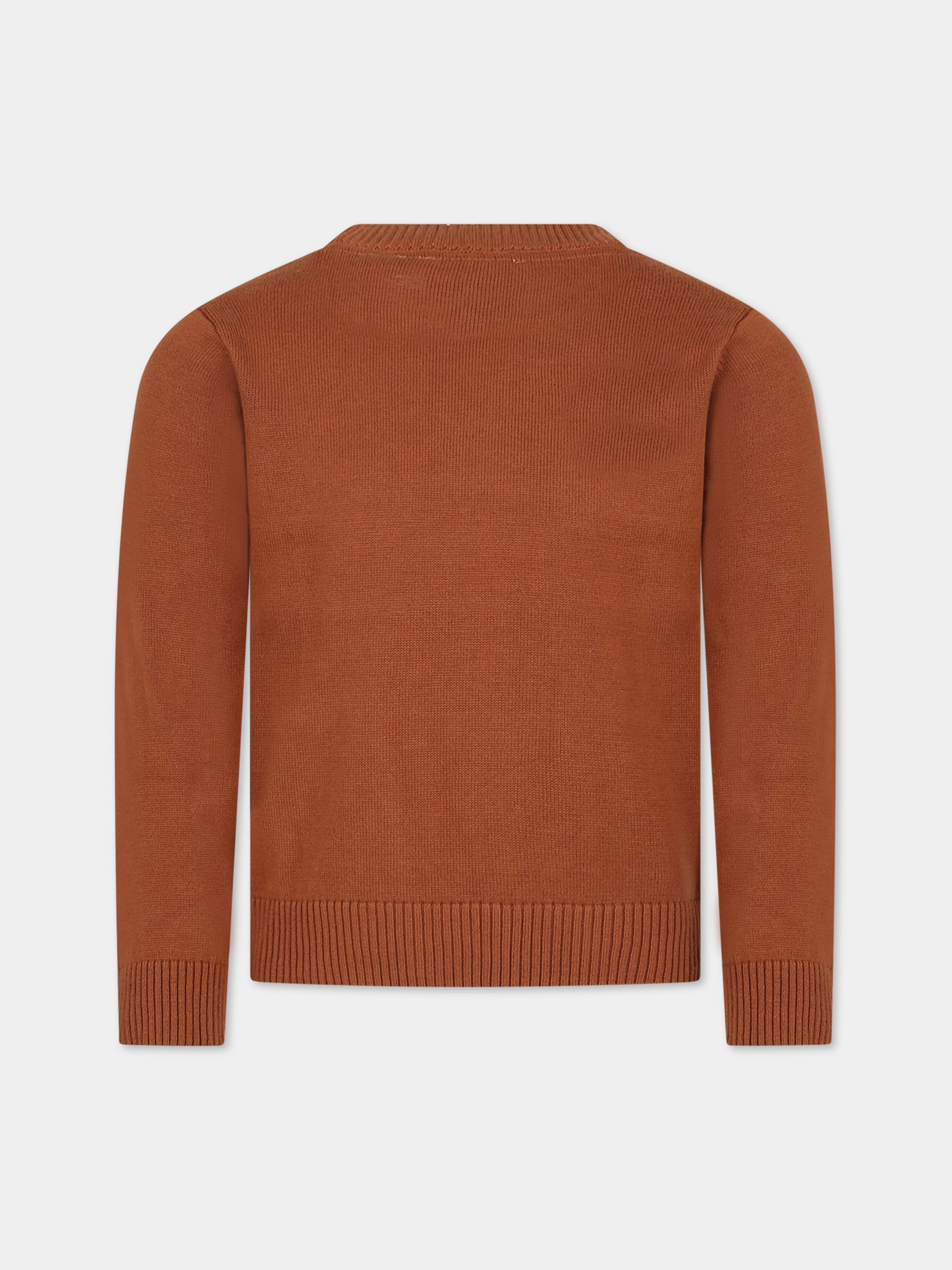 Maglione marrone per bambino con logo iconico,Timberland,T25U49 348