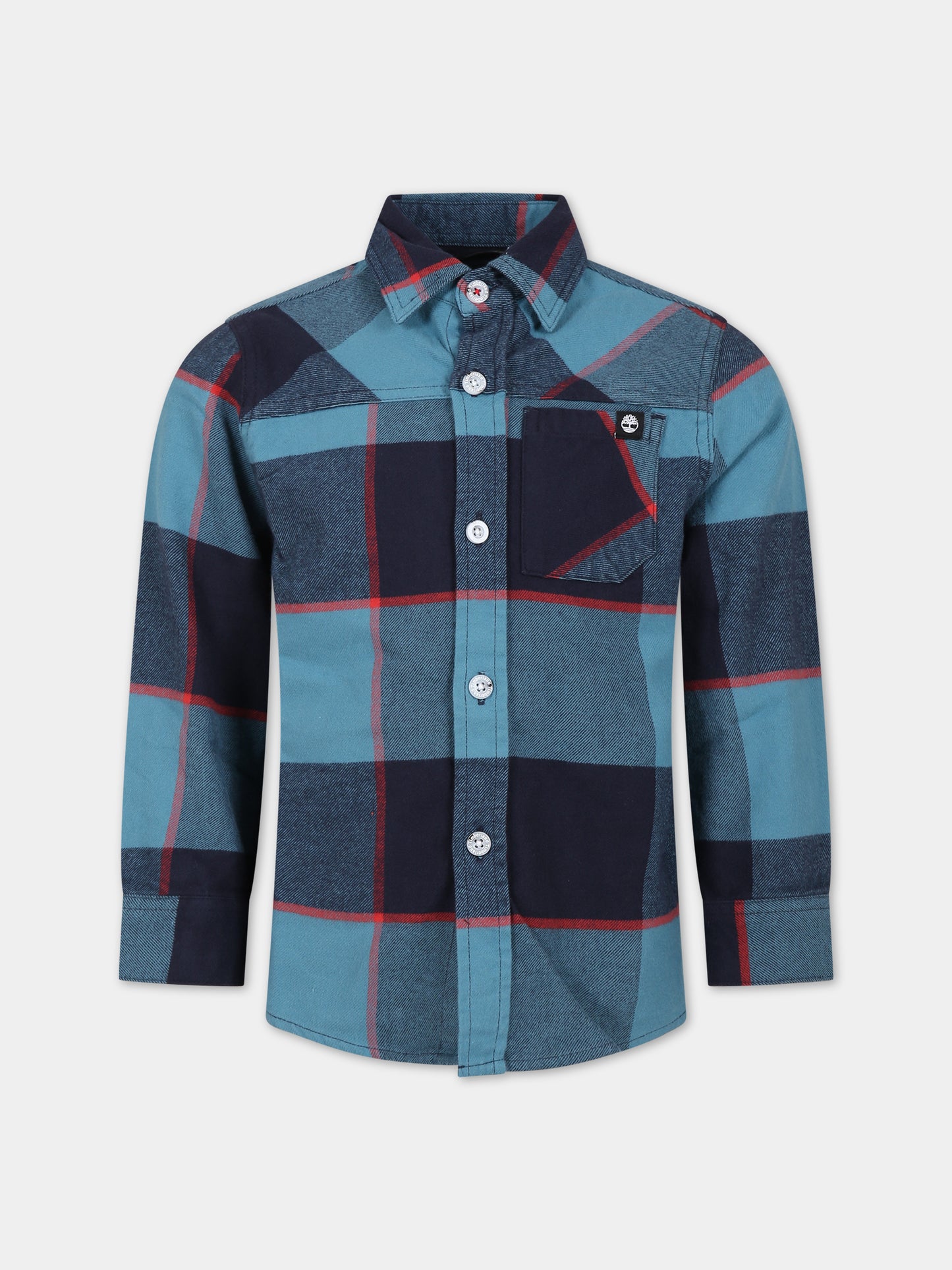 Camicia blu per bambino con logo,Timberland,T25U45 857