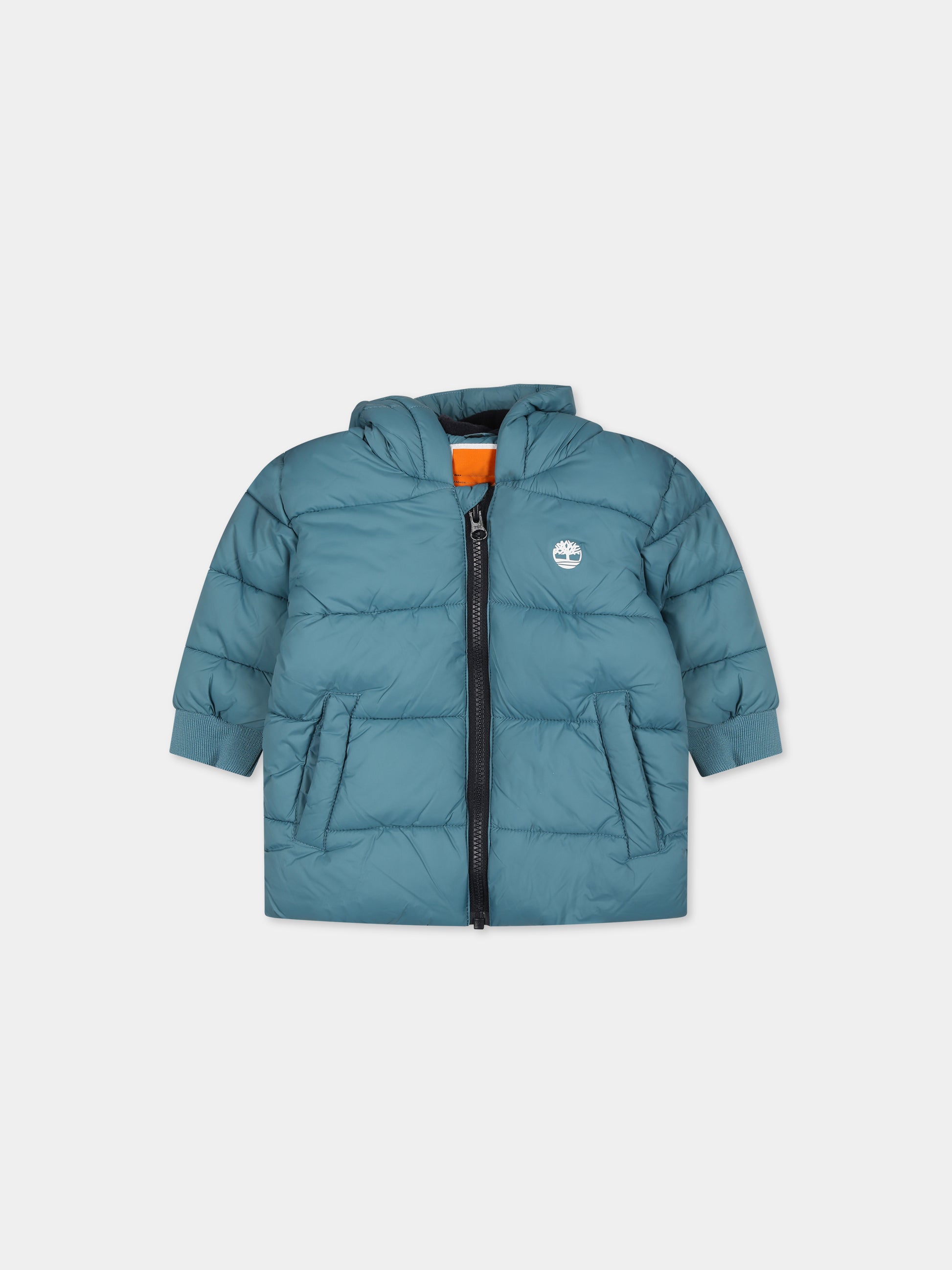 Bomber azzurro per neonato con logo,Timberland,T60014 875