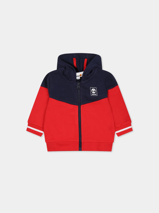 Felpa rossa per neonato con stampa logo,Timberland,T60021 988