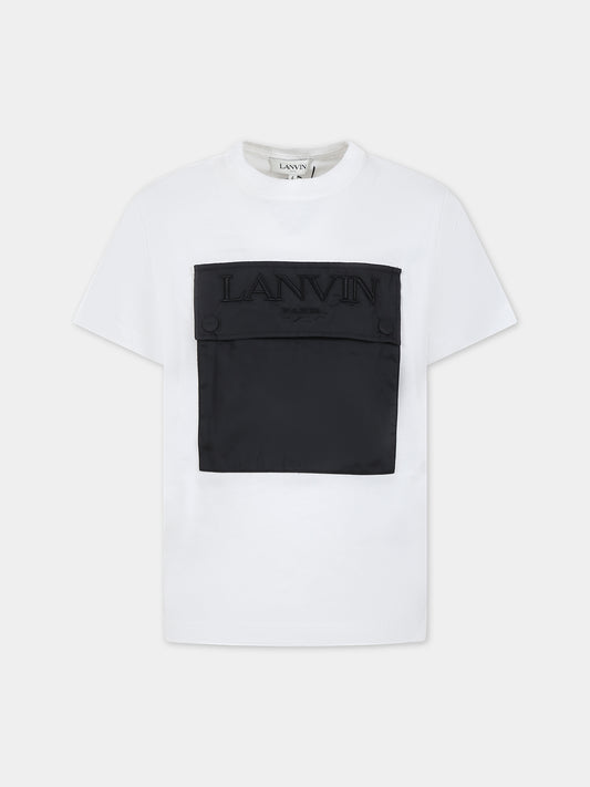 T-shirt bianca per bambini con logo,Lanvin Petite,N25143 117