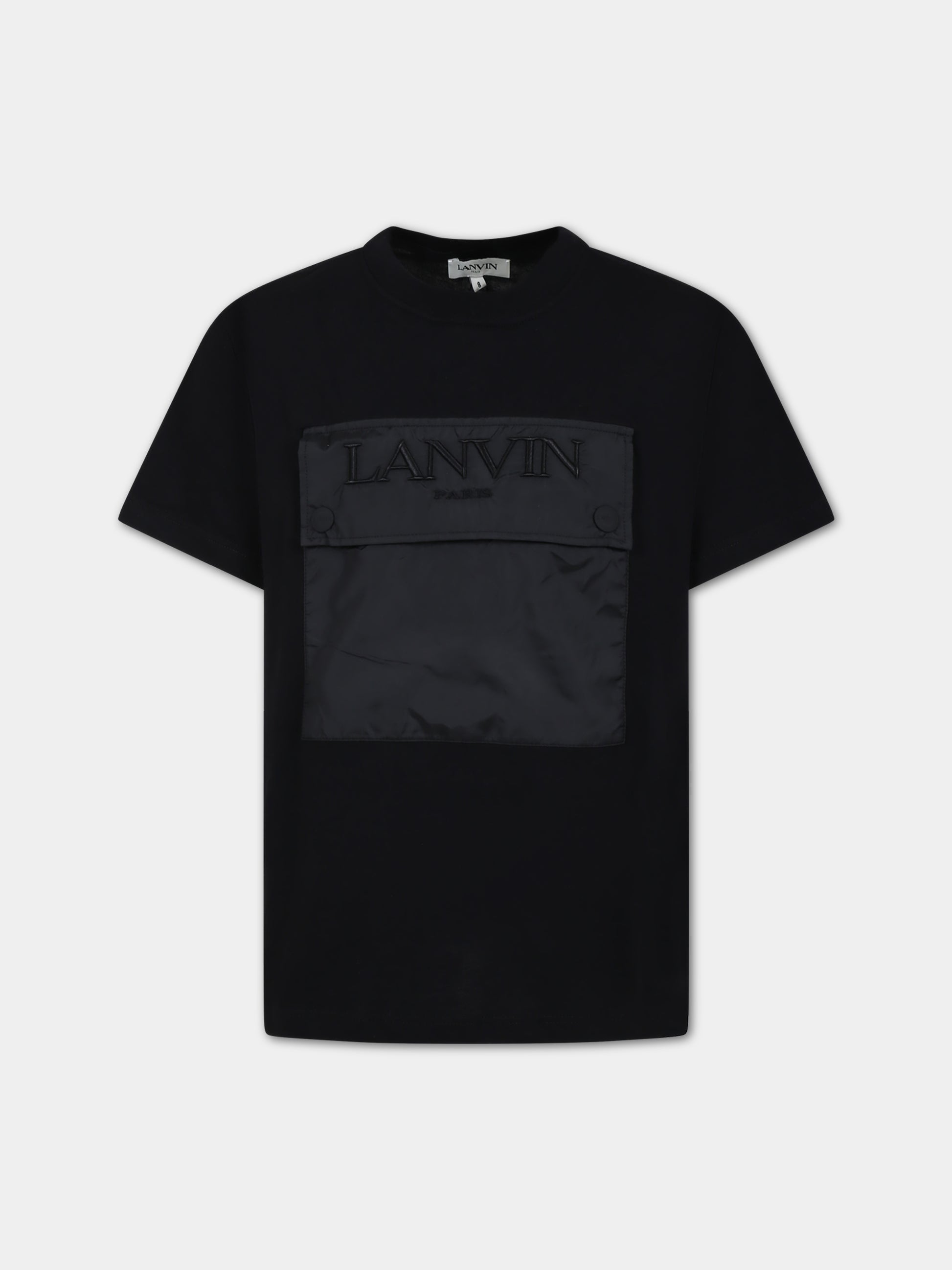 T-shirt nera per bambini con logo,Lanvin Petite,N25143 09B