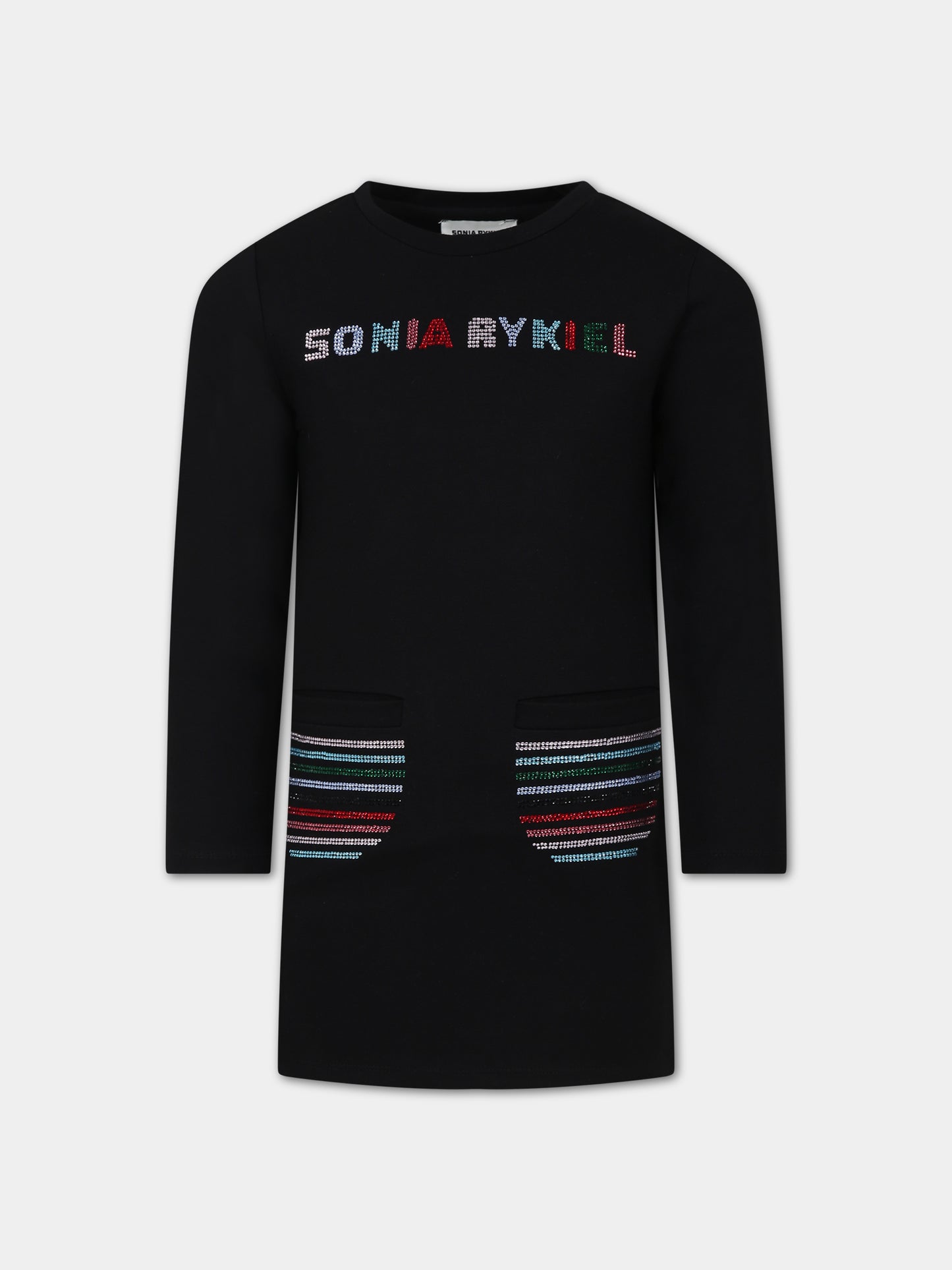 Vestito nero per bambina con logo,Sonia Rykiel Paris,A12019 09B
