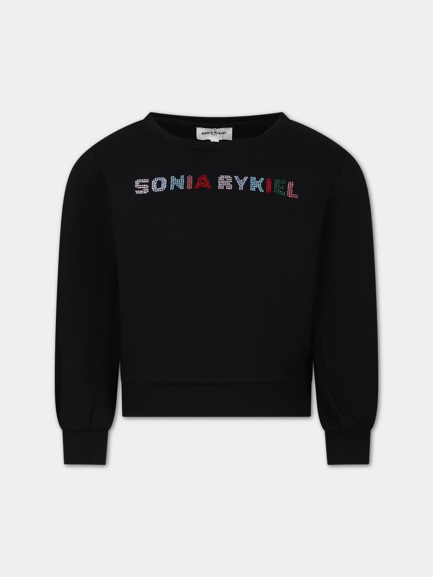 Felpa nera per bambina con logo,Sonia Rykiel Paris,A15044 09B