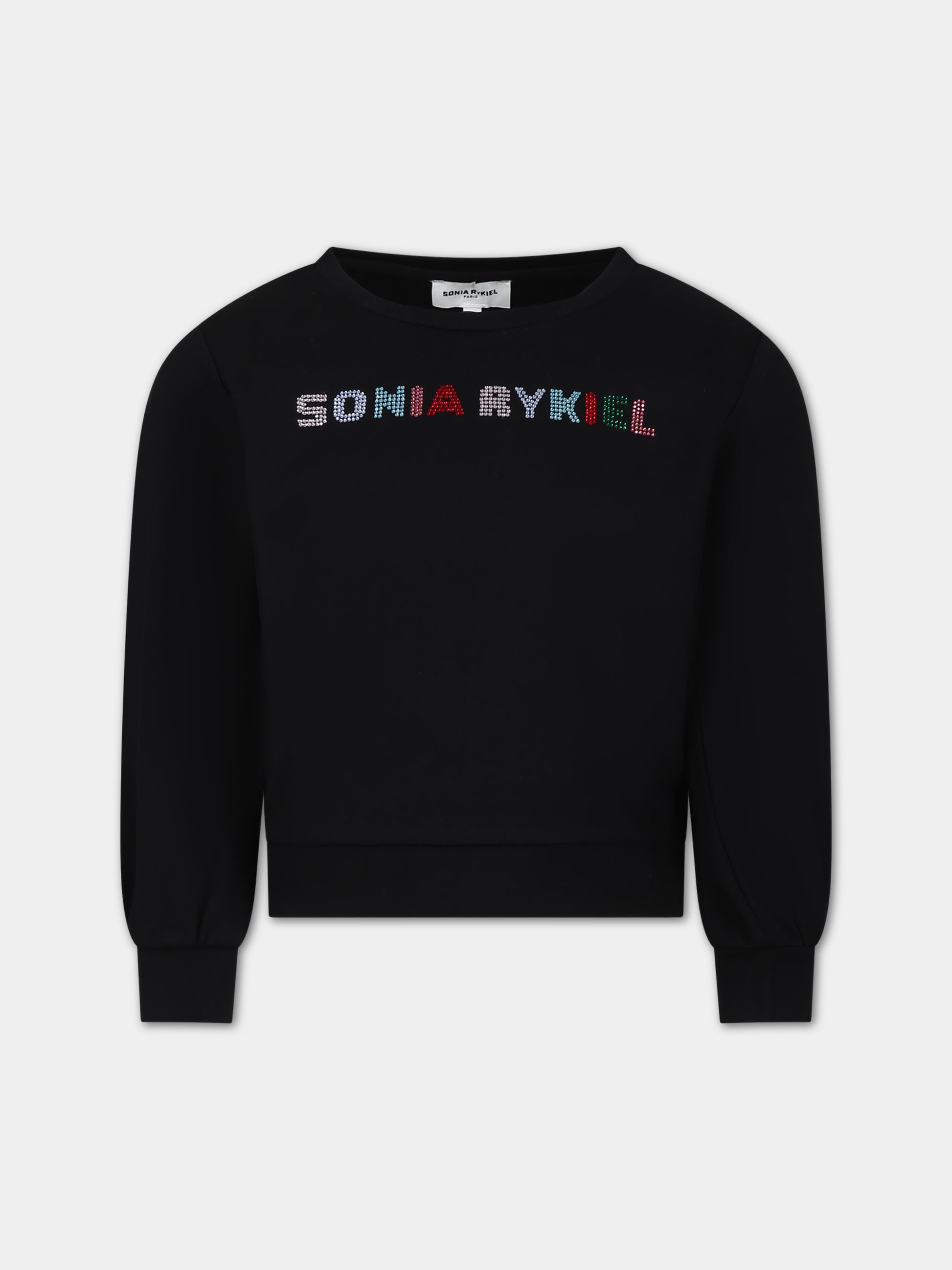 Felpa nera per bambina con logo,Sonia Rykiel Paris,A15044 09B