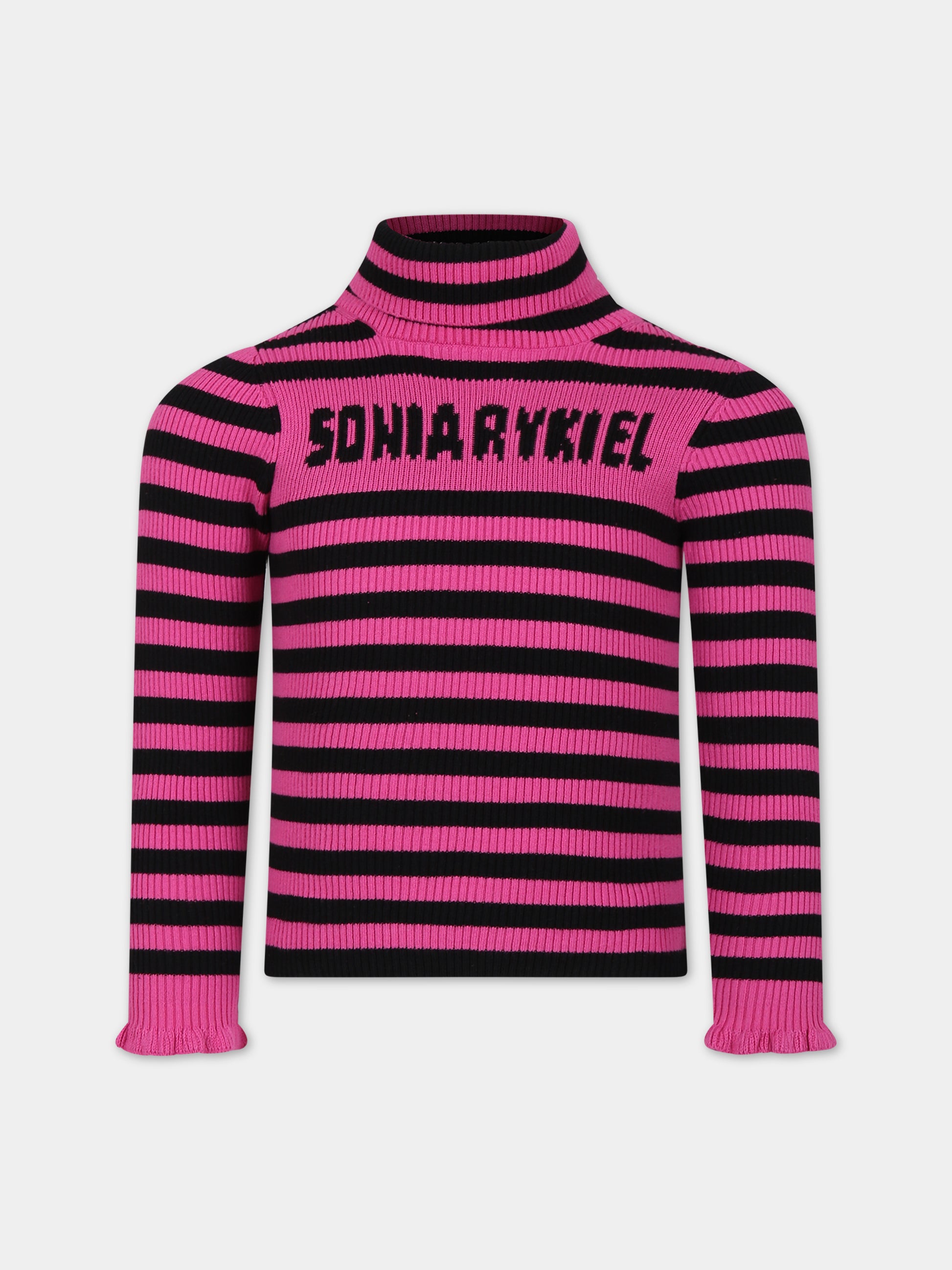 Dolcevita fucsia per bambina con logo,Sonia Rykiel Paris,A15030 49E