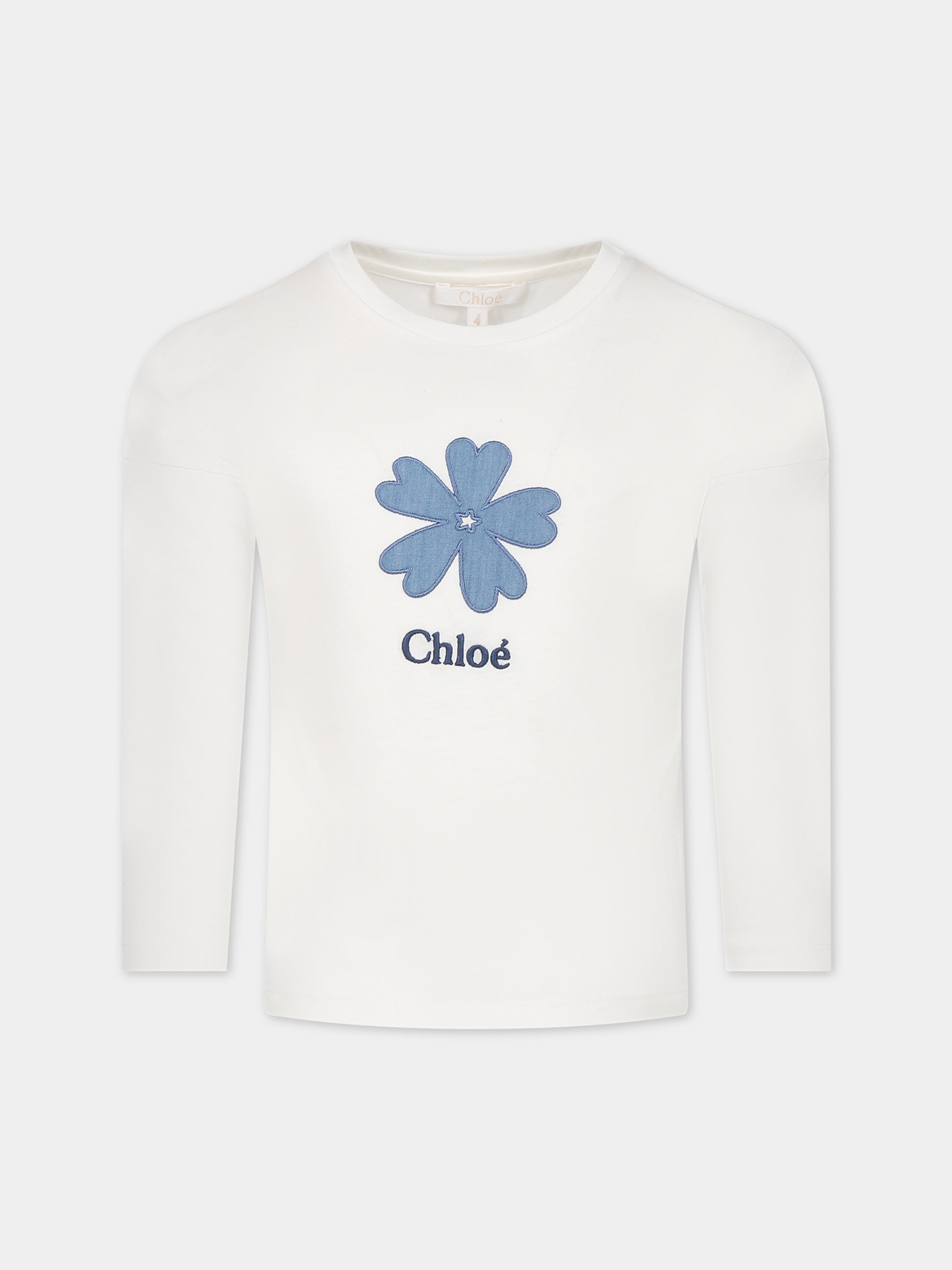 T-shirt bianca per bambina con logo,Chloé Kids,C15E30 117