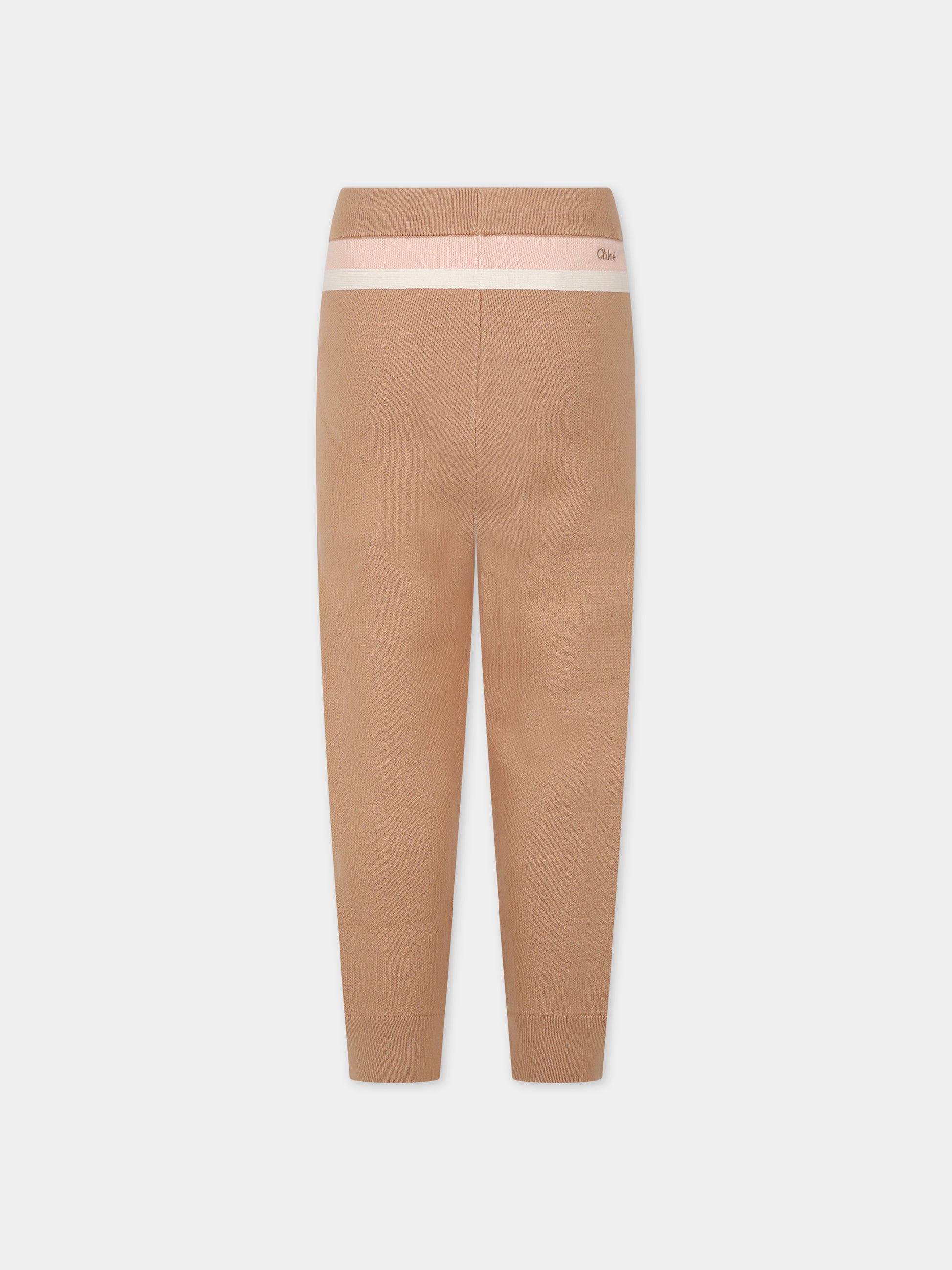 Pantalone casual beige per bambina con logo,Chloé Kids,C14749 231