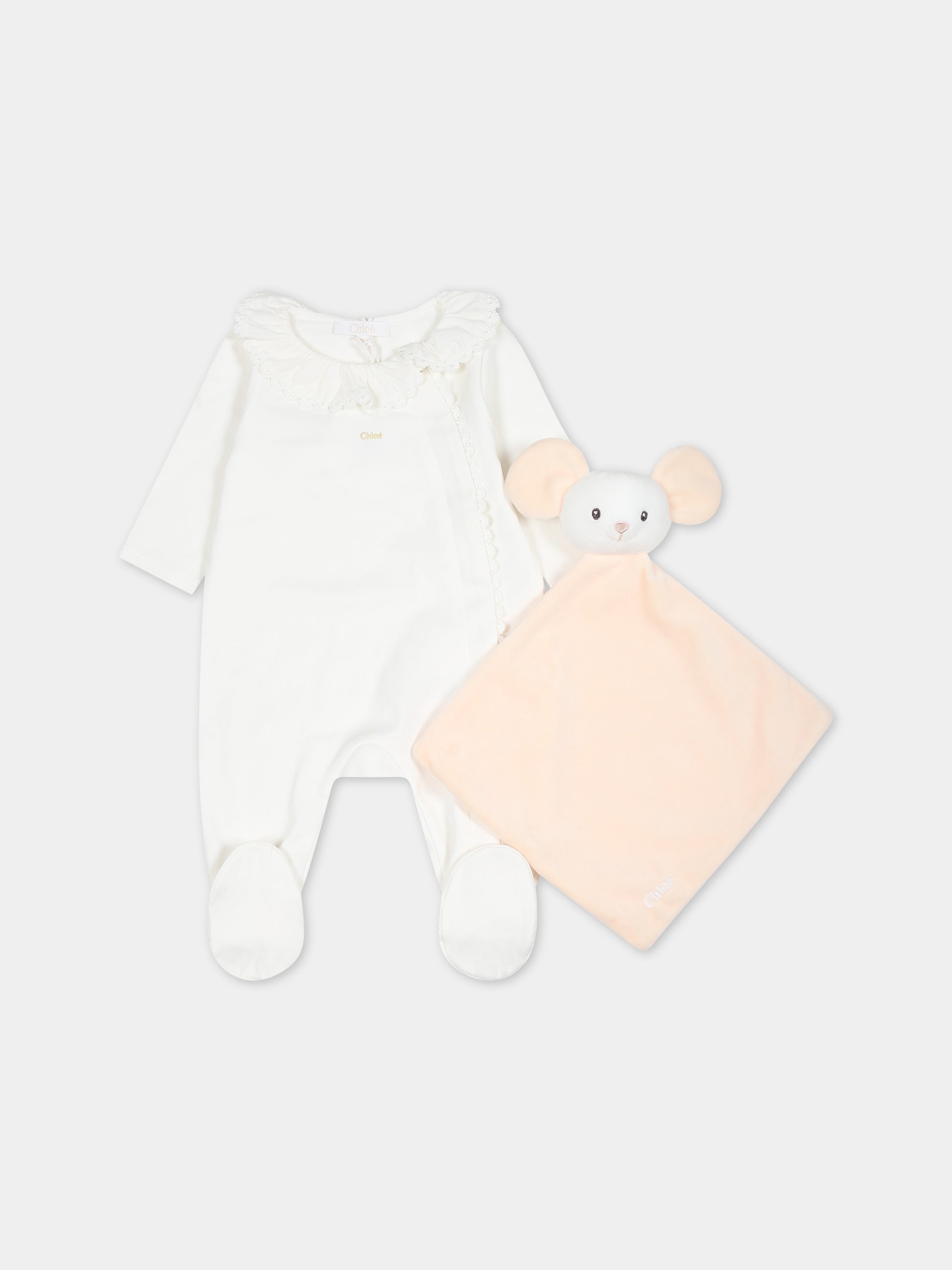 Set bianco per neonata con logo,Chloé Kids,C9K231 117