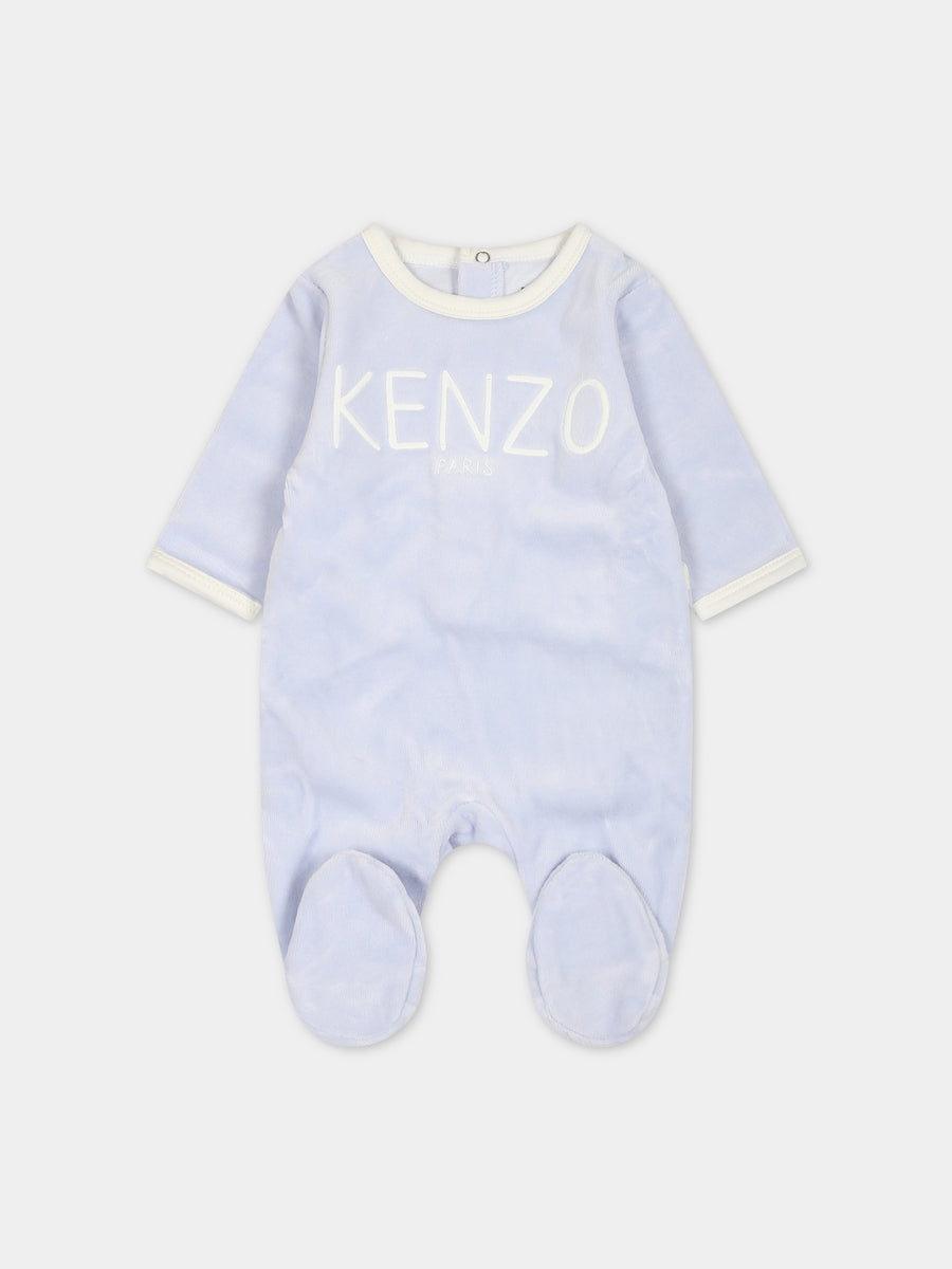 Set celeste per neonato con logo,Kenzo Kids,K98143 771