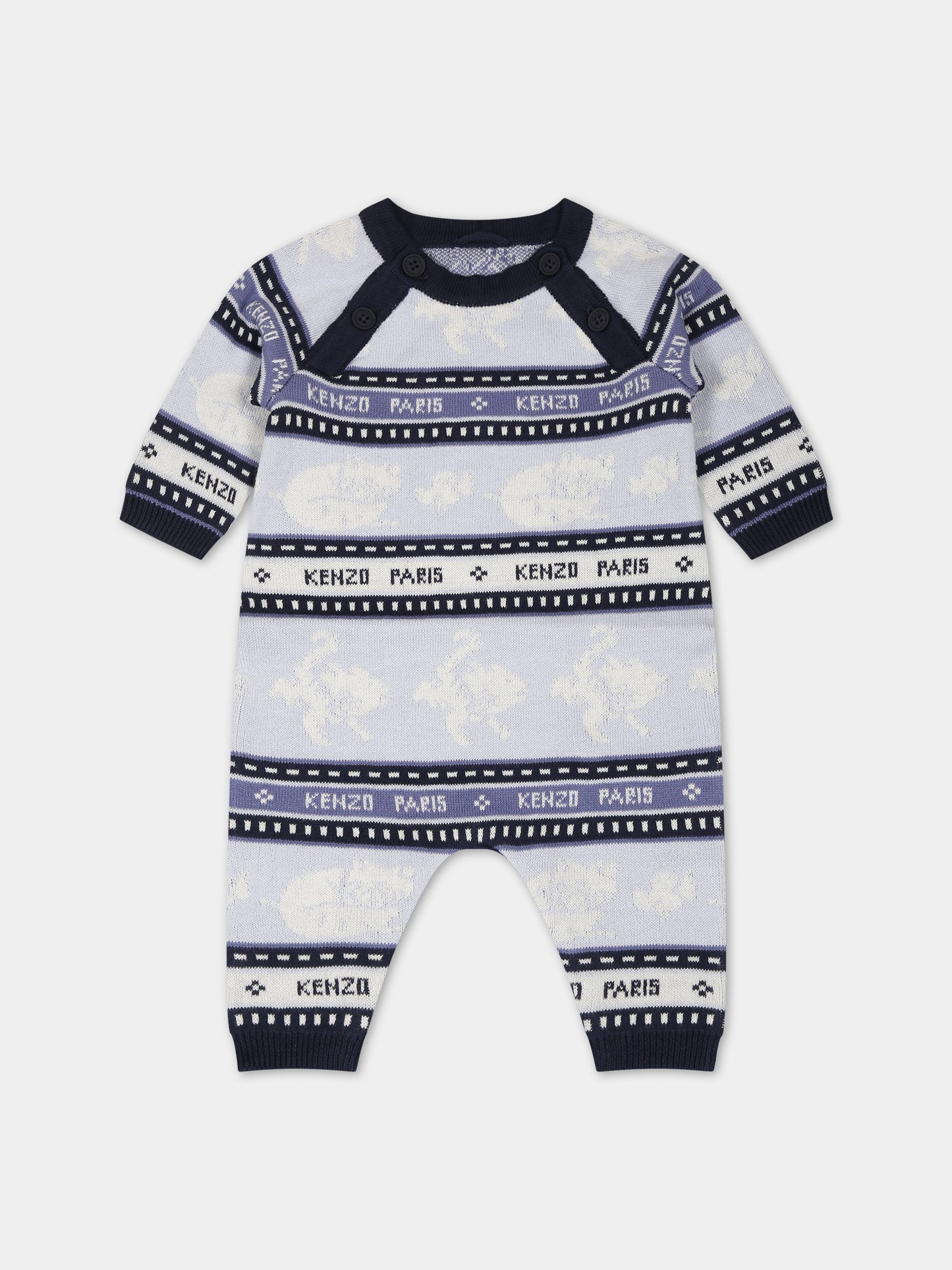 Tutina celeste per neonato con logo e animali,Kenzo Kids,K94110 771