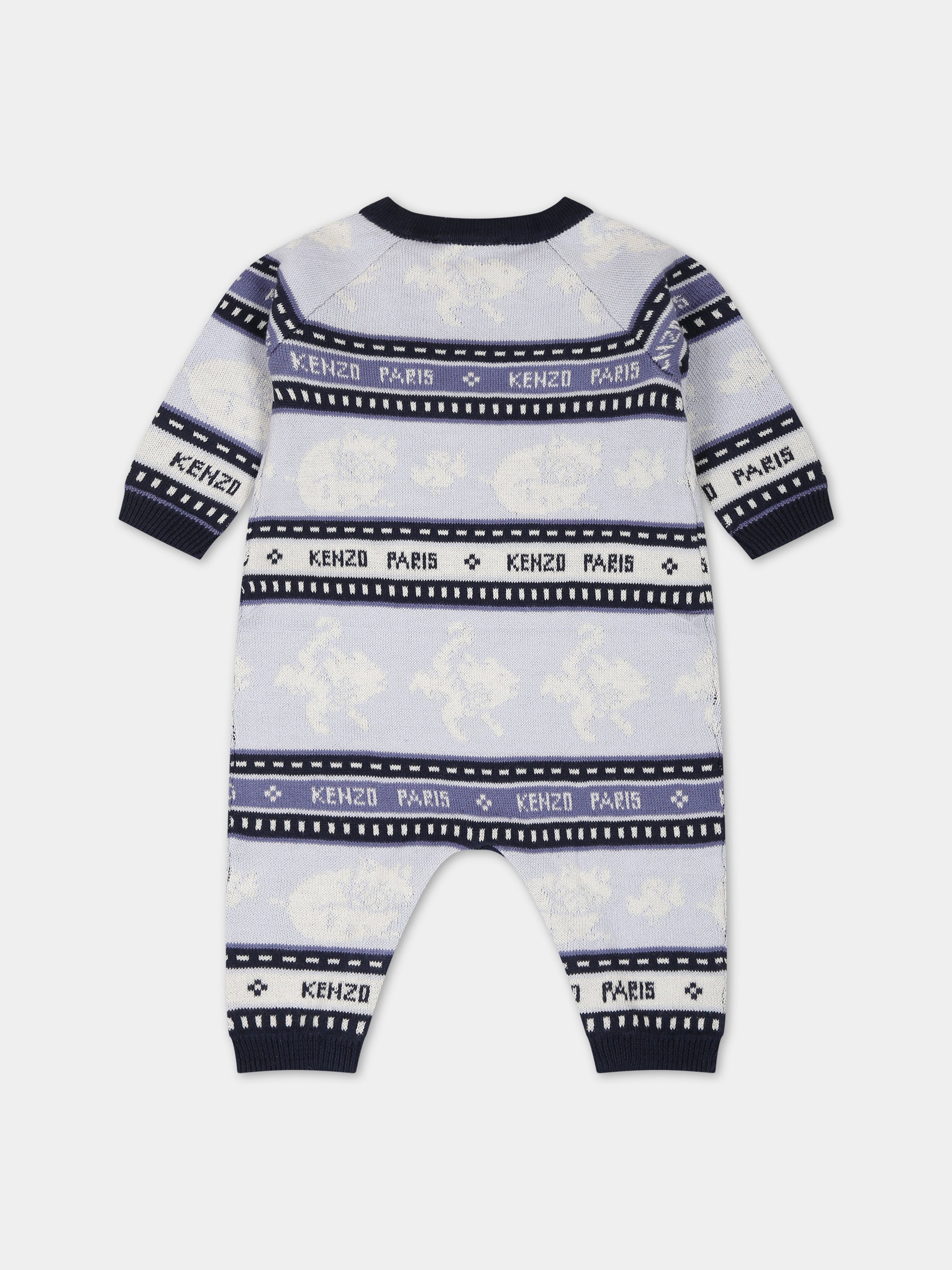 Tutina celeste per neonato con logo e animali,Kenzo Kids,K94110 771