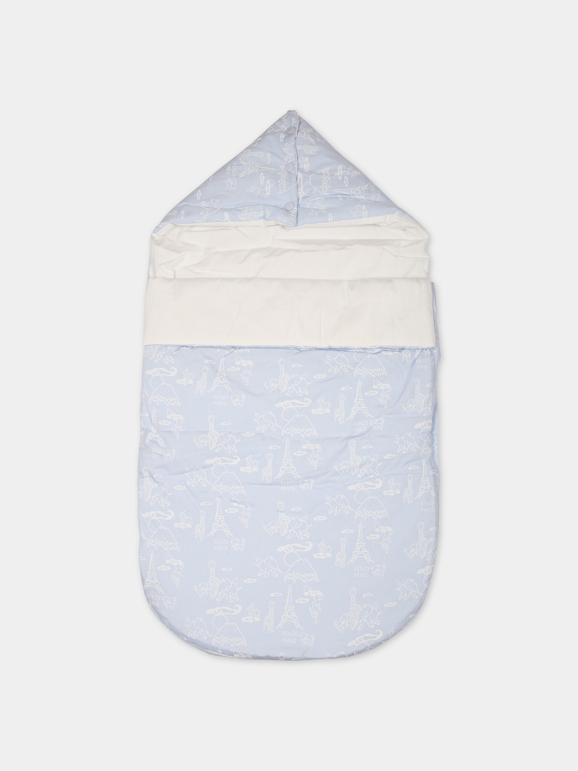 Sacco nanna celeste per neonato con logo,Kenzo Kids,K97059 771