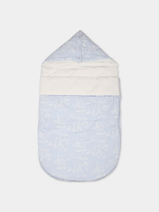 Sacco nanna celeste per neonato con logo,Kenzo Kids,K97059 771