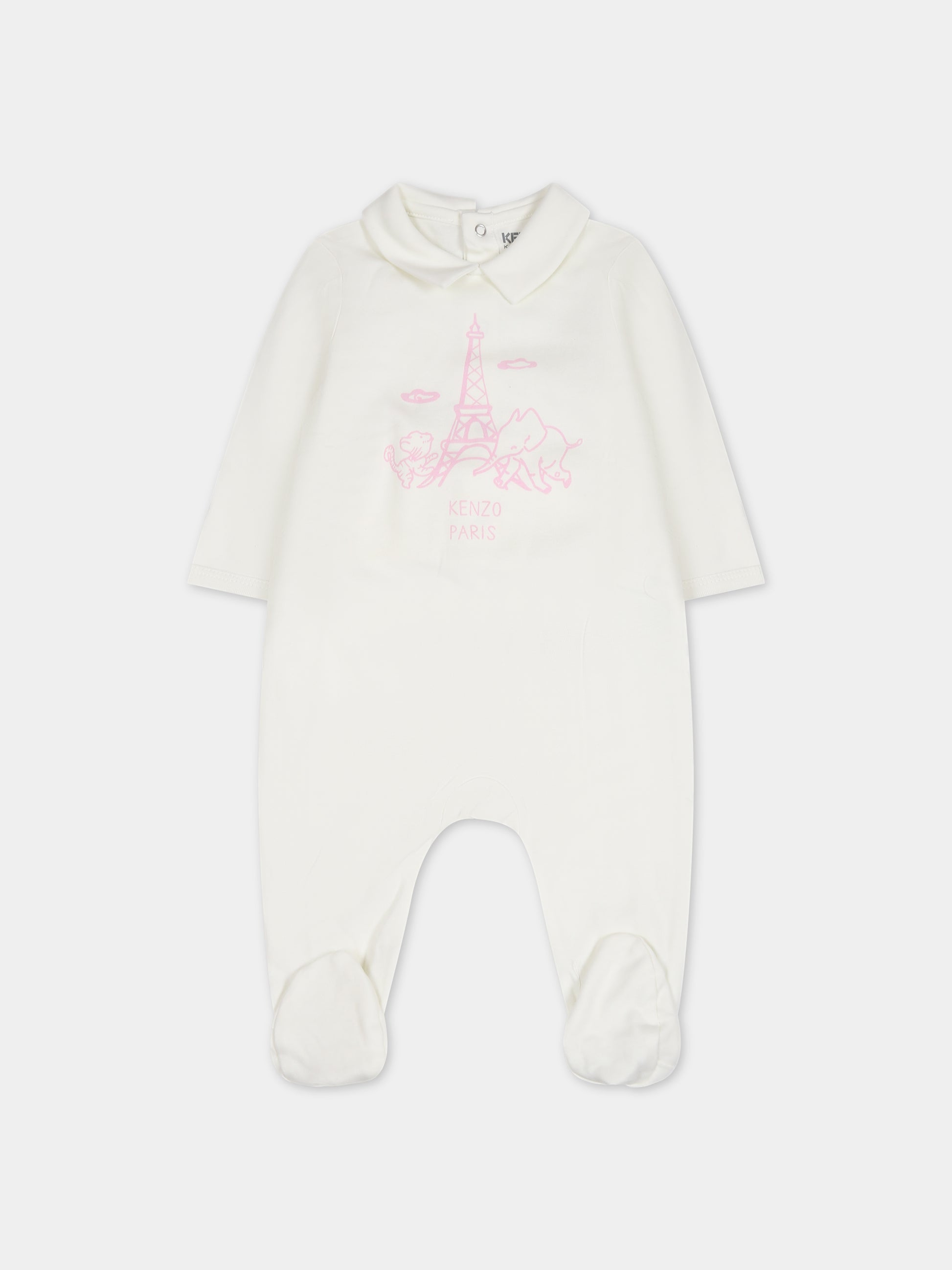 Set rosa per neonata con stampa e logo,Kenzo Kids,K98144 470