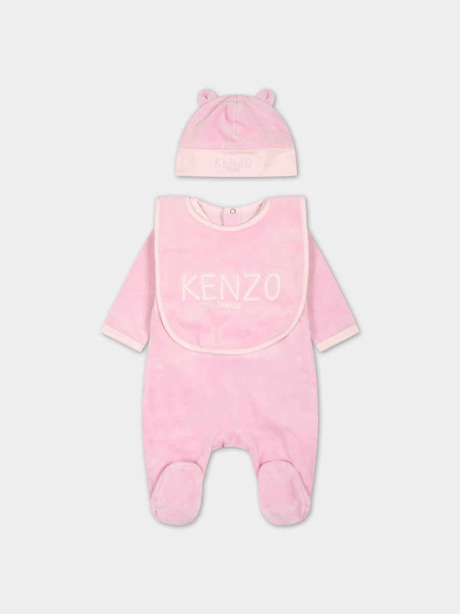 Set rosa per neonata con logo,Kenzo Kids,K98143 456