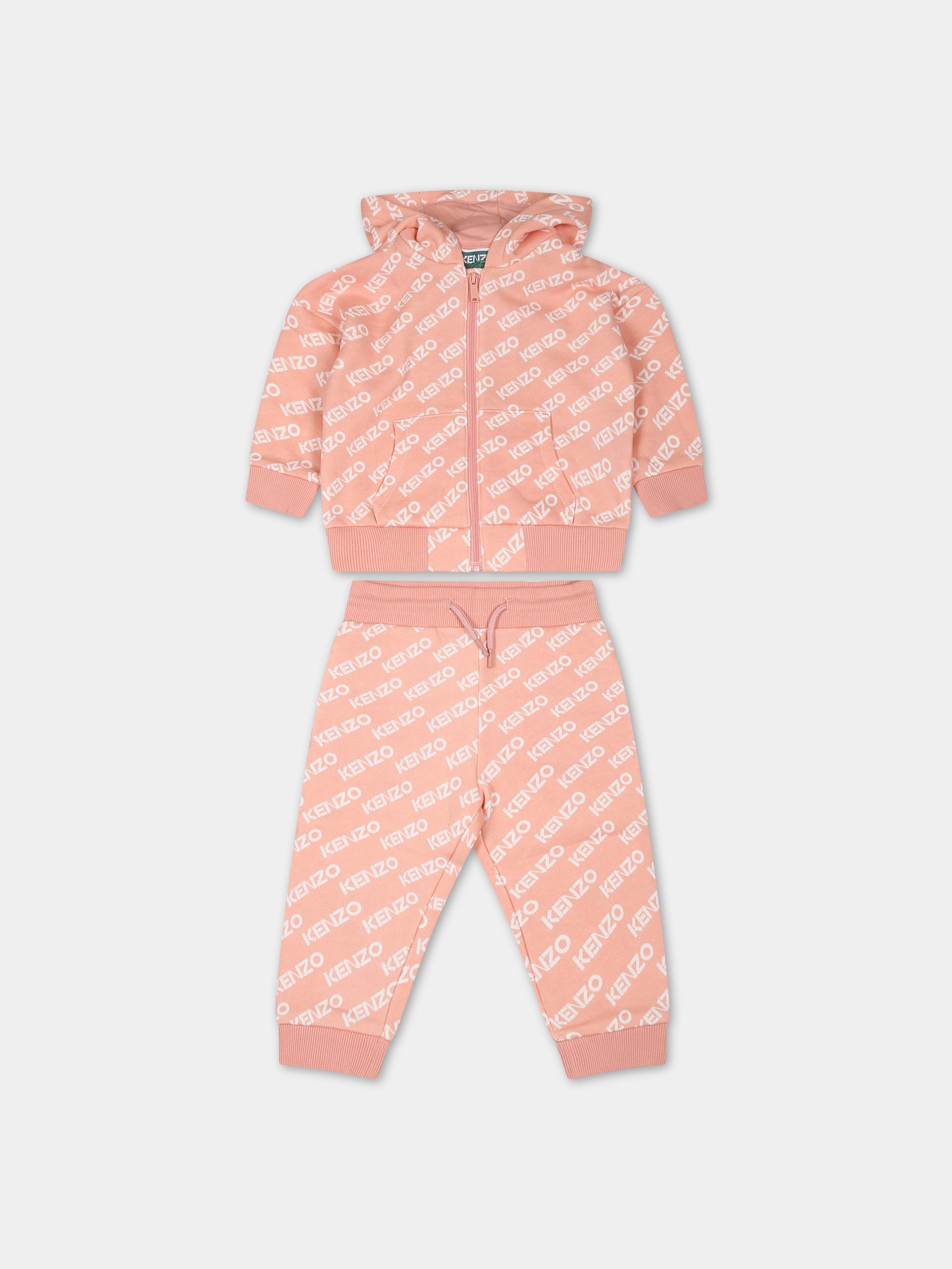 Completo rosa per neonata con logo,Kenzo Kids,K08063 43G