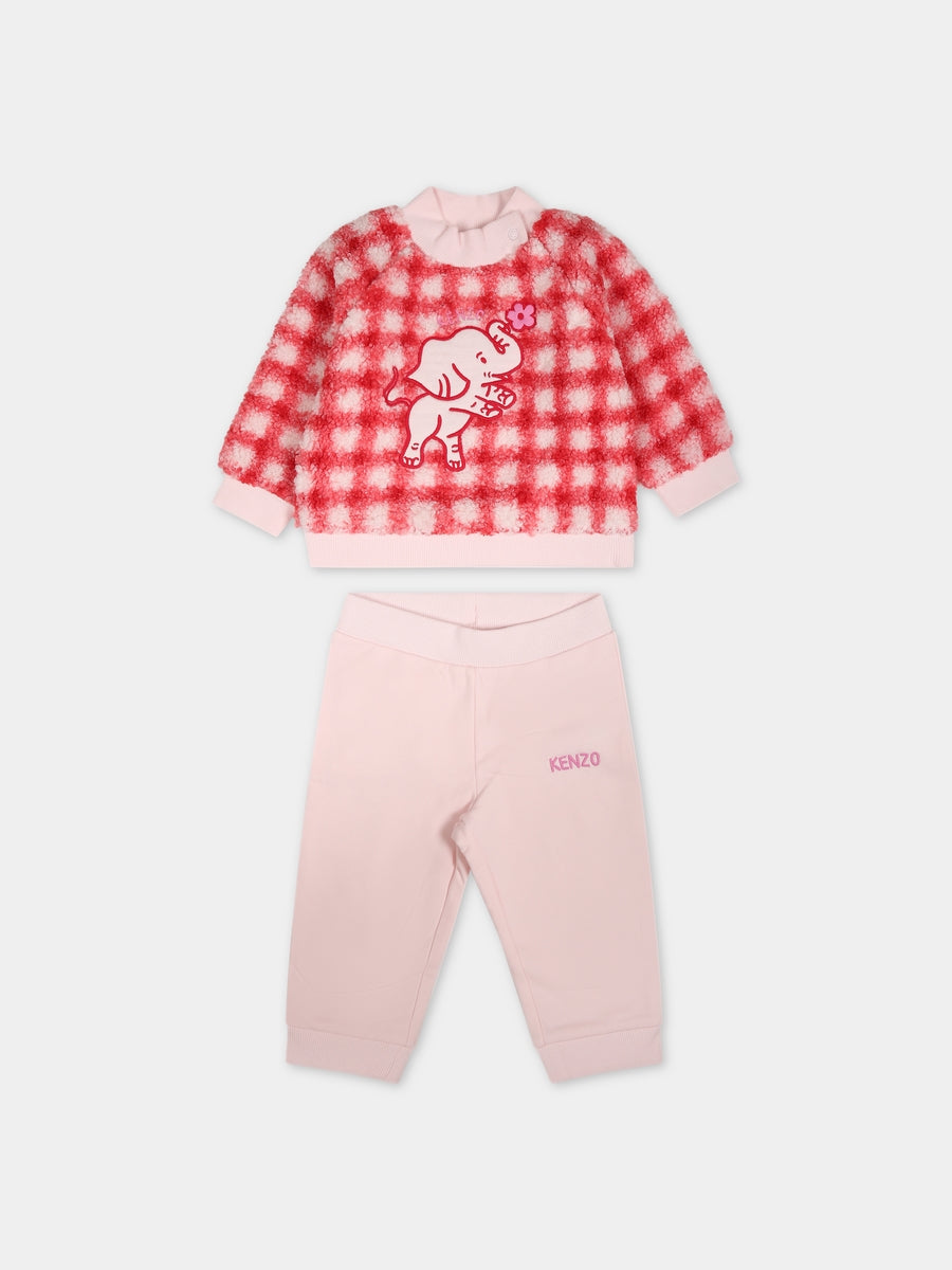 Completo rosso per neonata con elefante,Kenzo Kids,K98128 960
