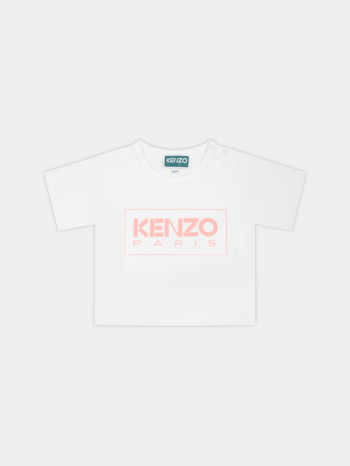 T-shirt bianca per neonata con logo,Kenzo Kids,K05509 12P