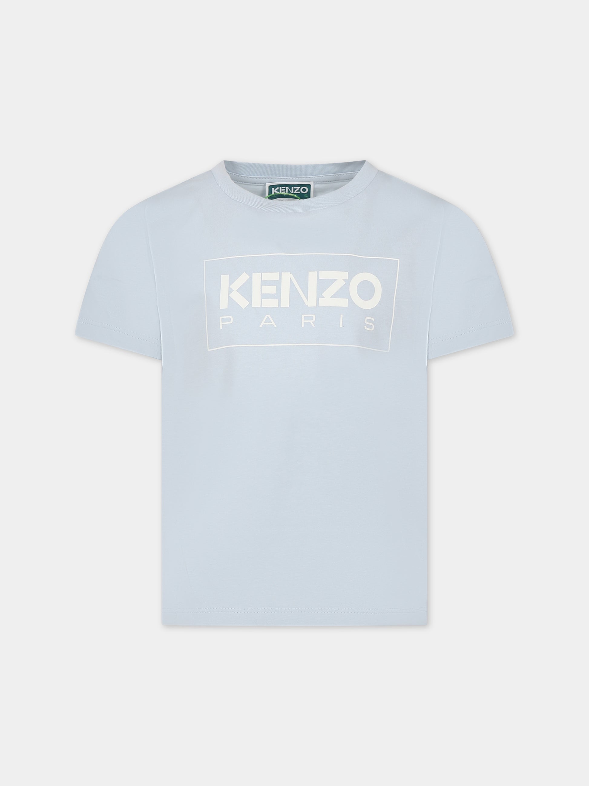 T-shirt celeste per bambino con logo,Kenzo Kids,K15719 794
