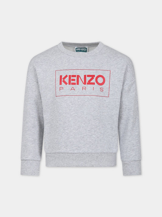 Felpa grigia per bambini con logo,Kenzo Kids,K15687 A41